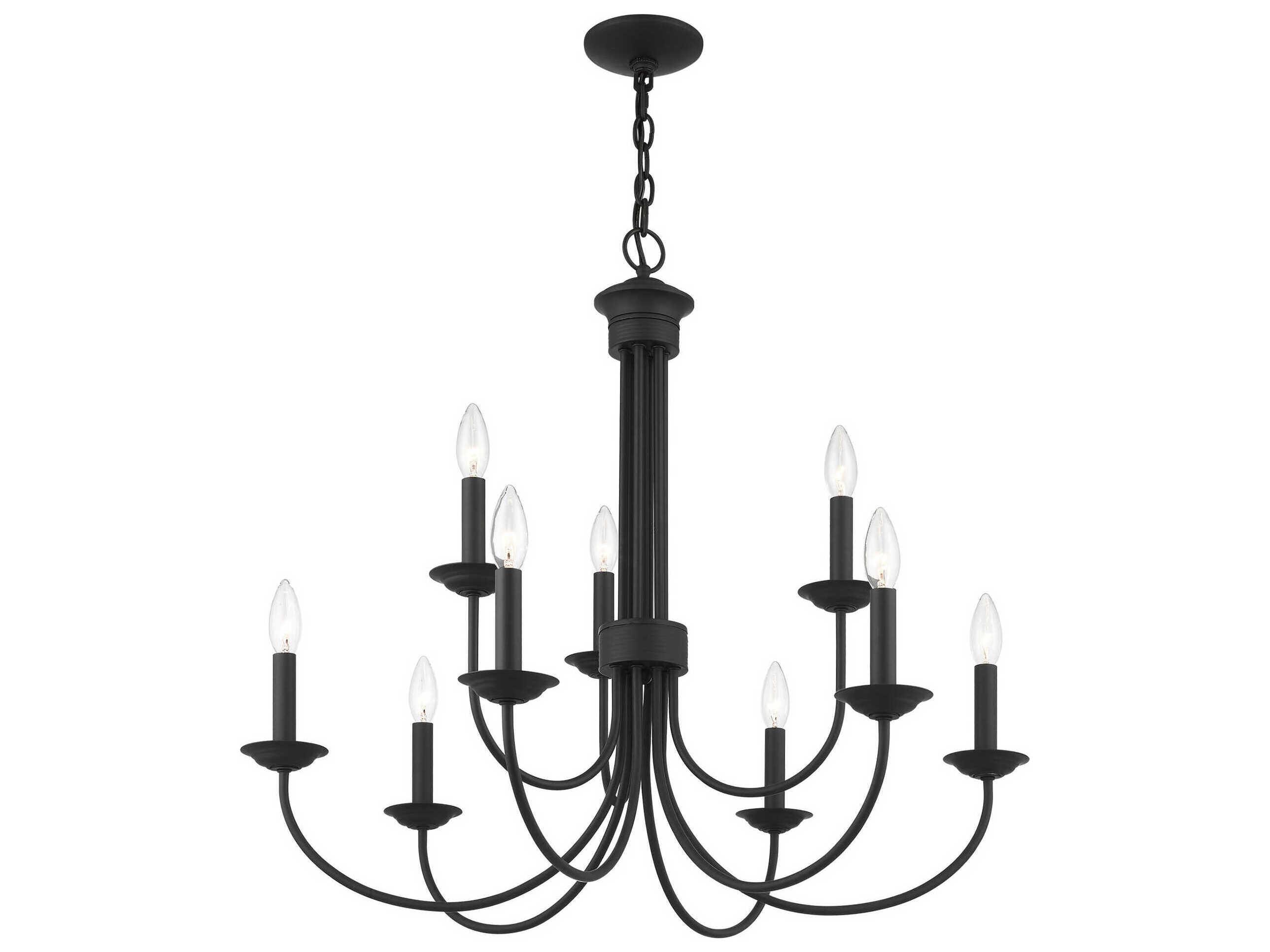 Livex Lighting Estate 9-Light Black Candelabra Tiered Chandelier