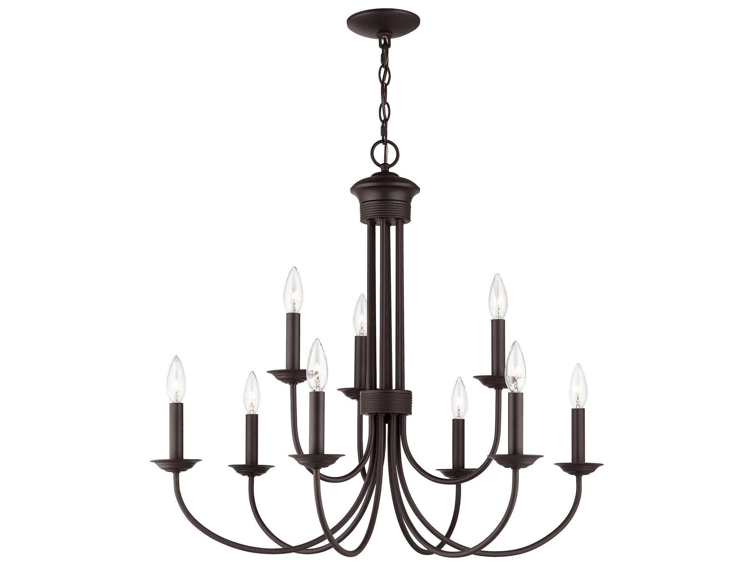 Livex Lighting Estate 9-Light Bronze Candelabra Tiered Chandelier