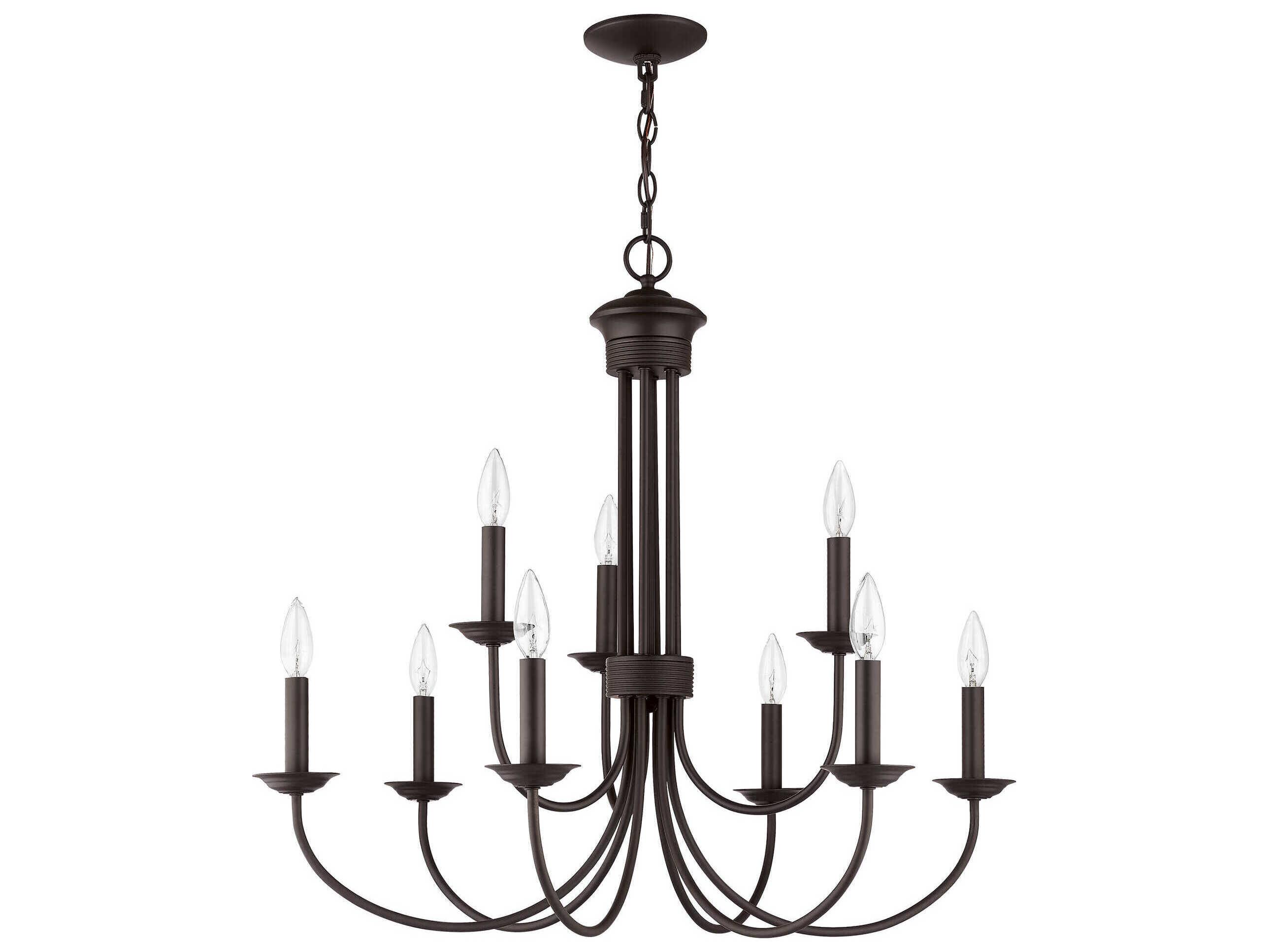 Livex Lighting Estate 9-Light Bronze Candelabra Tiered Chandelier