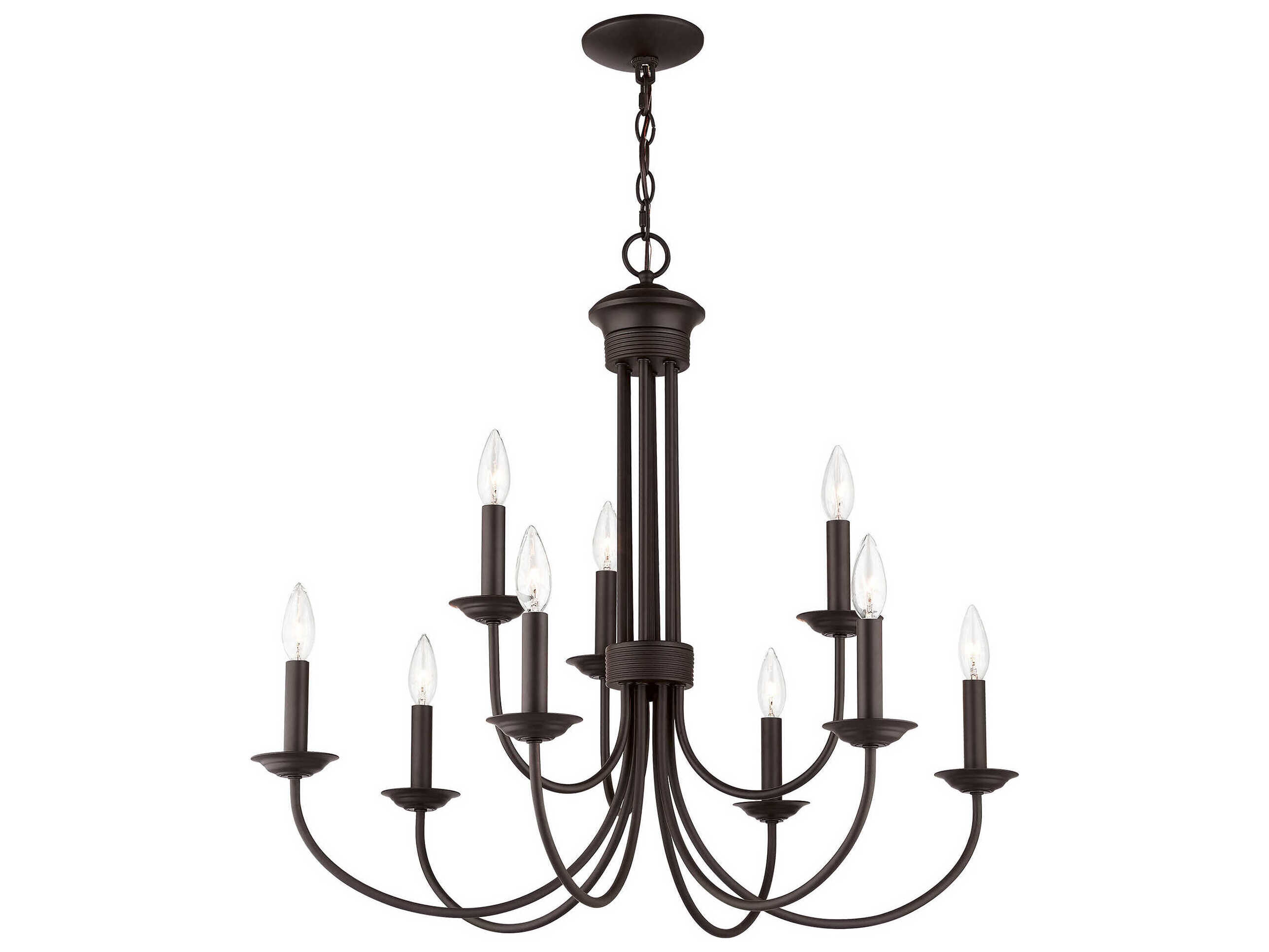 Livex Lighting Estate 9-Light Bronze Candelabra Tiered Chandelier