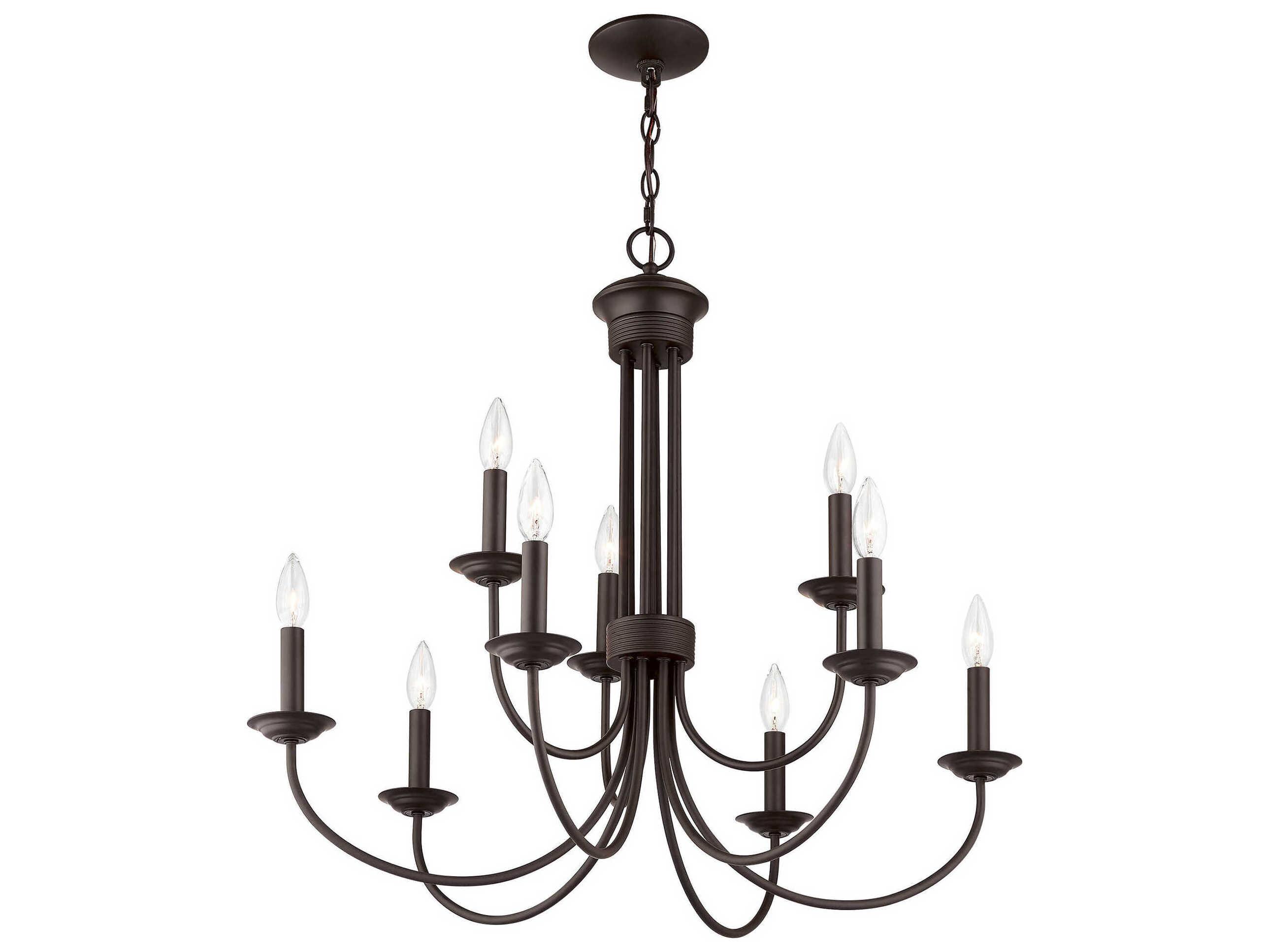 Livex Lighting Estate 9-Light Bronze Candelabra Tiered Chandelier