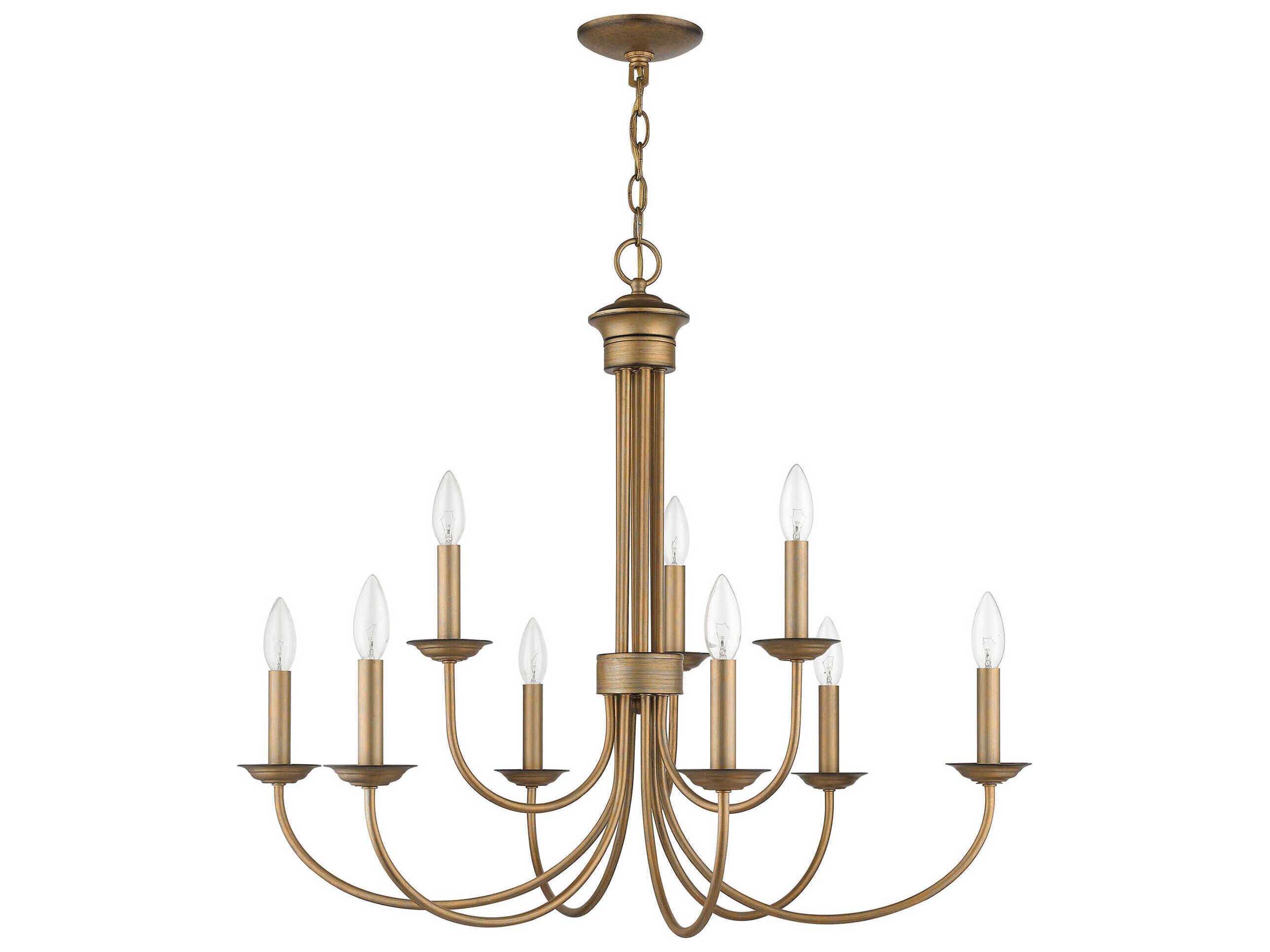 Livex Lighting Estate 9-Light Antique Gold Leaf Candelabra Chandelier