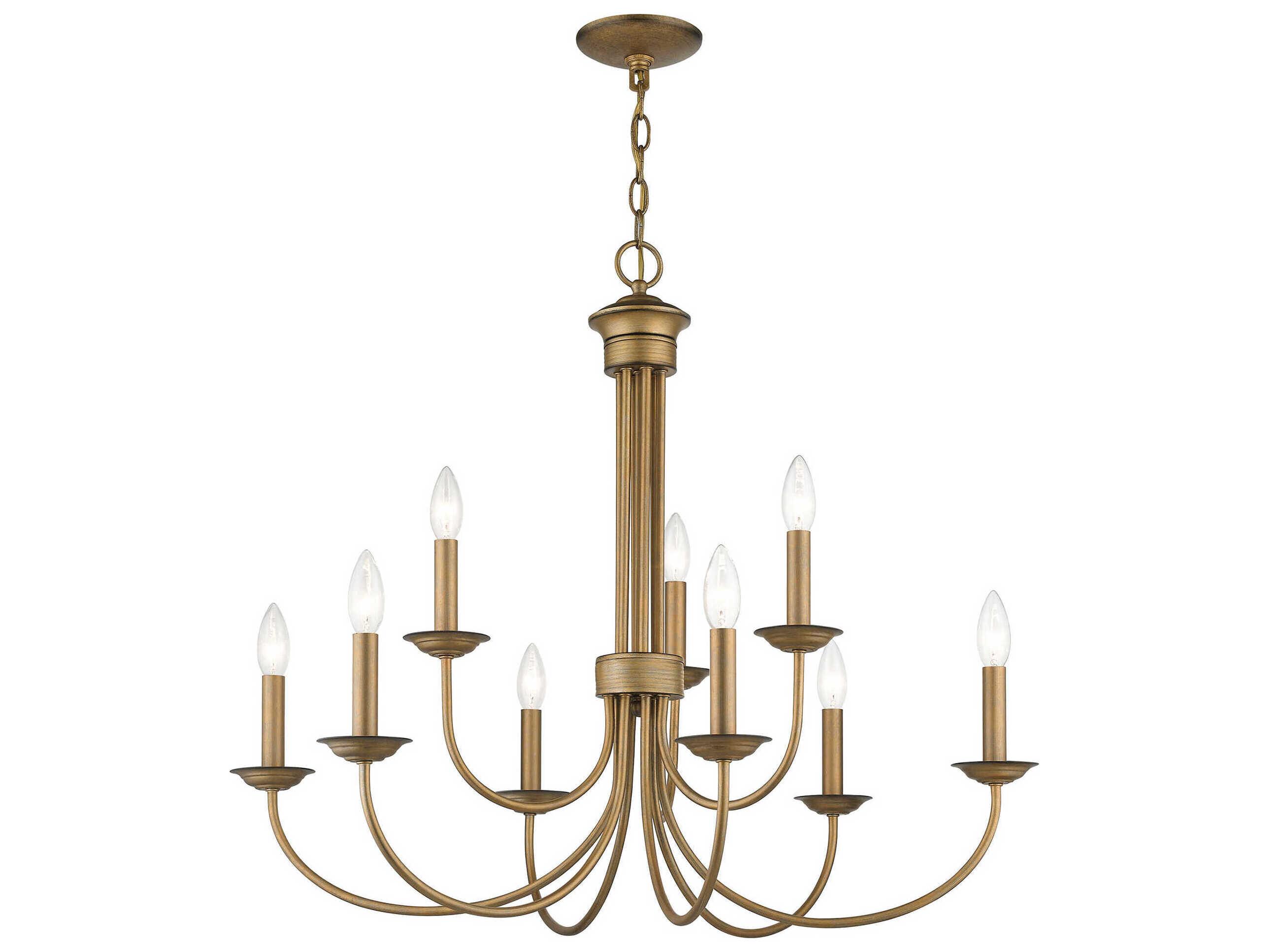 Livex Lighting Estate 9-Light Antique Gold Leaf Candelabra Chandelier