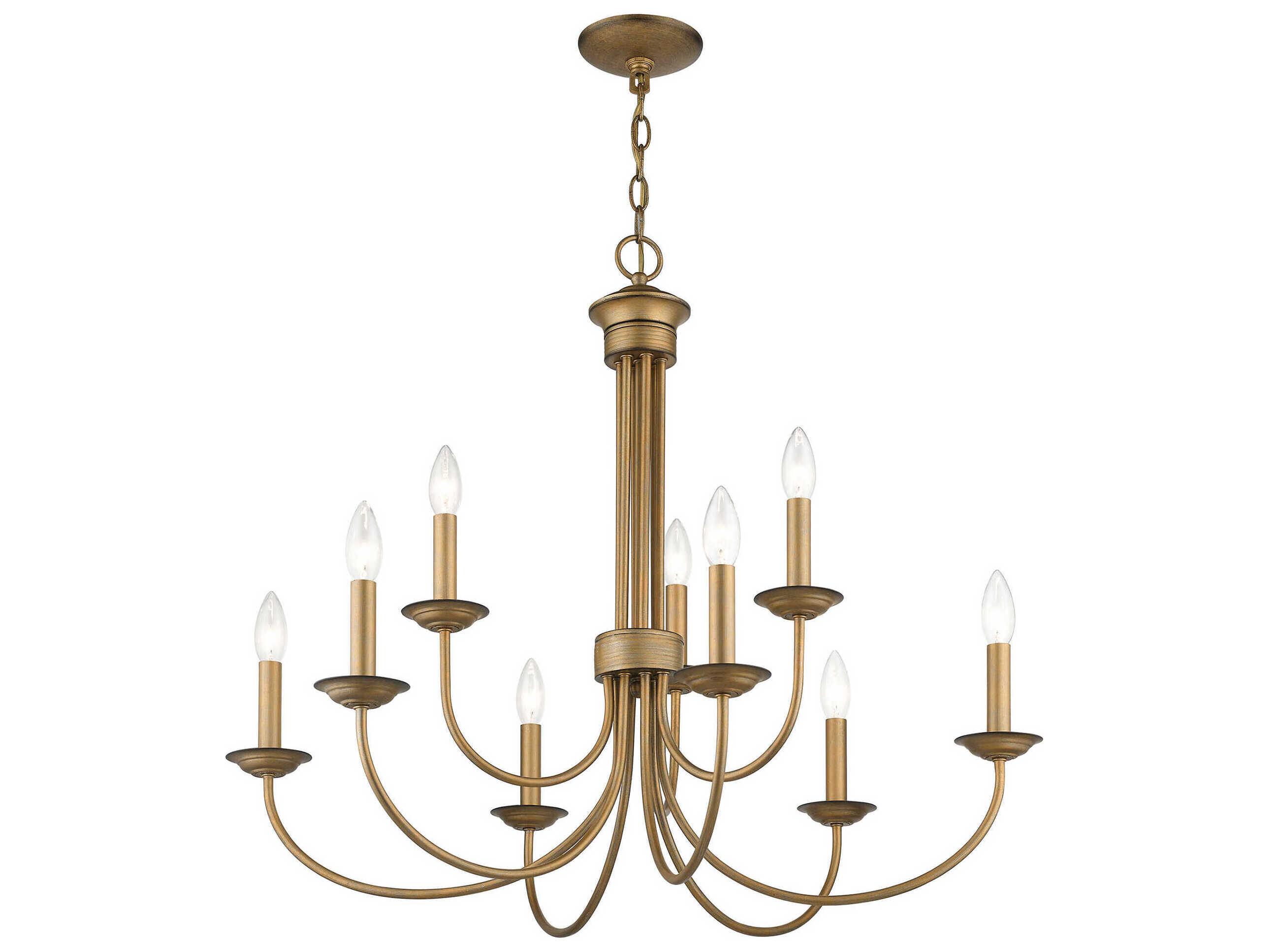 Livex Lighting Estate 9-Light Antique Gold Leaf Candelabra Chandelier