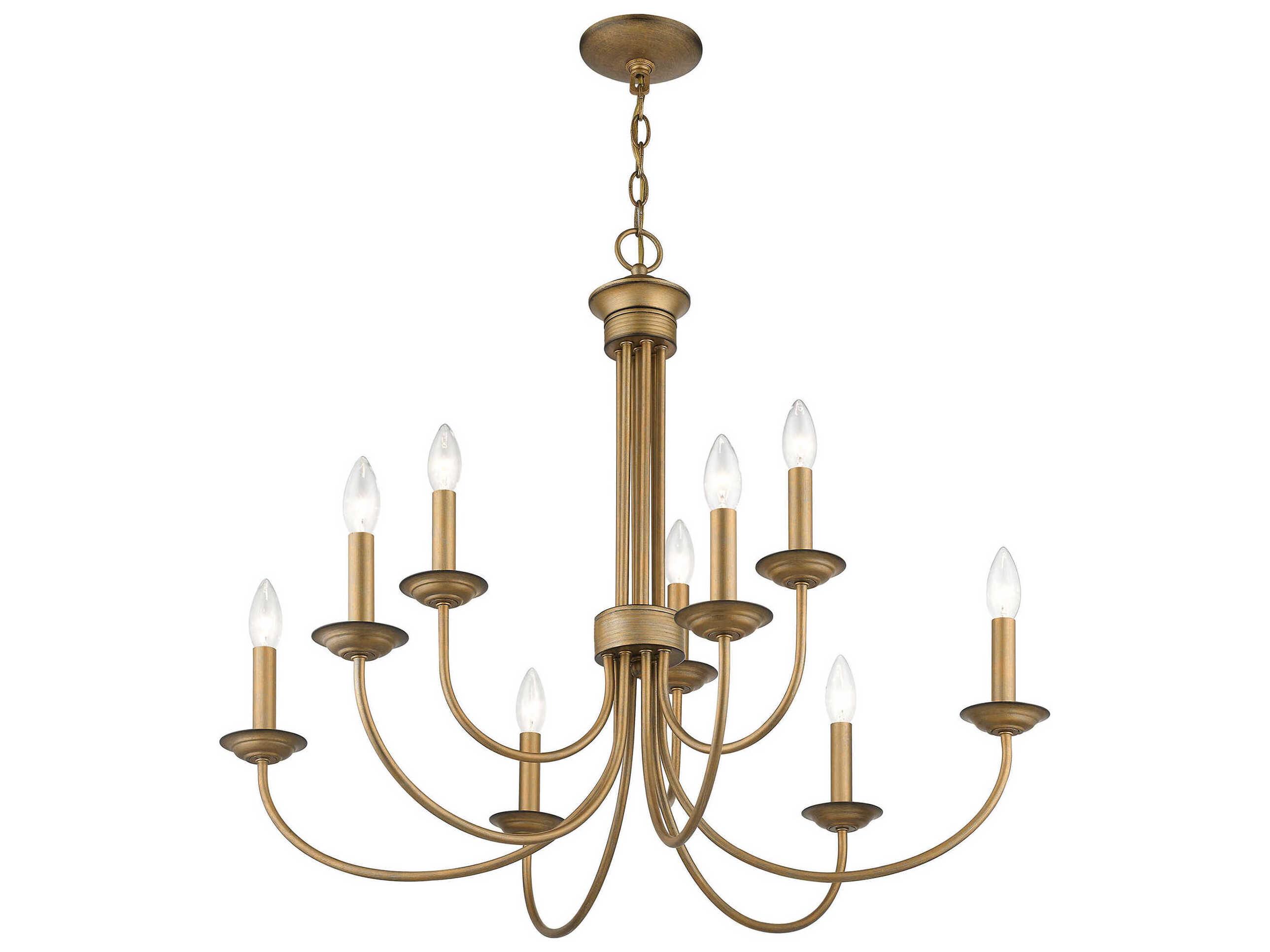 Livex Lighting Estate 9-Light Antique Gold Leaf Candelabra Chandelier