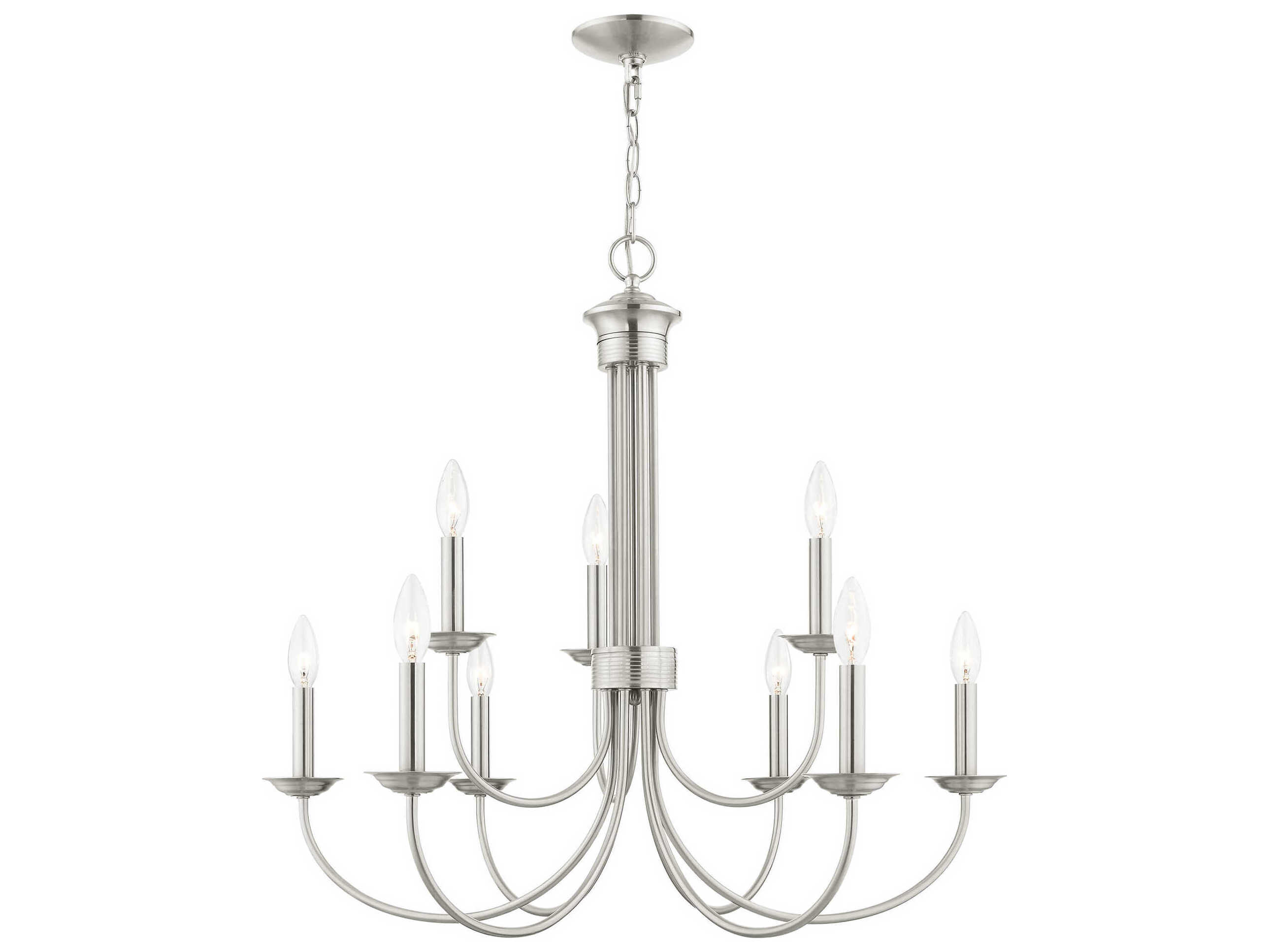 Livex Lighting Estate 9-Light Brushed Nickel Candelabra Tiered Chandelier