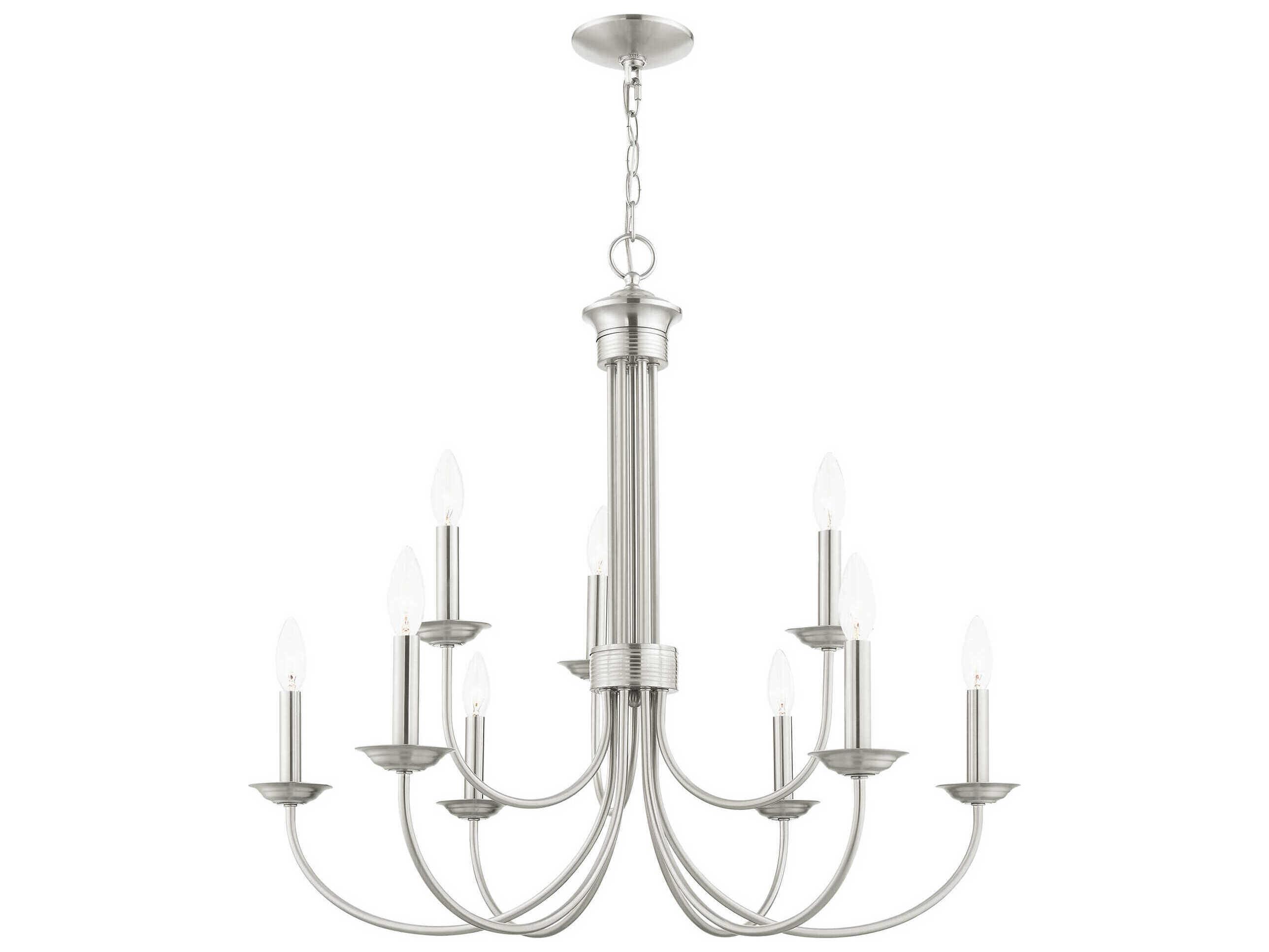 Livex Lighting Estate 9-Light Brushed Nickel Candelabra Tiered Chandelier