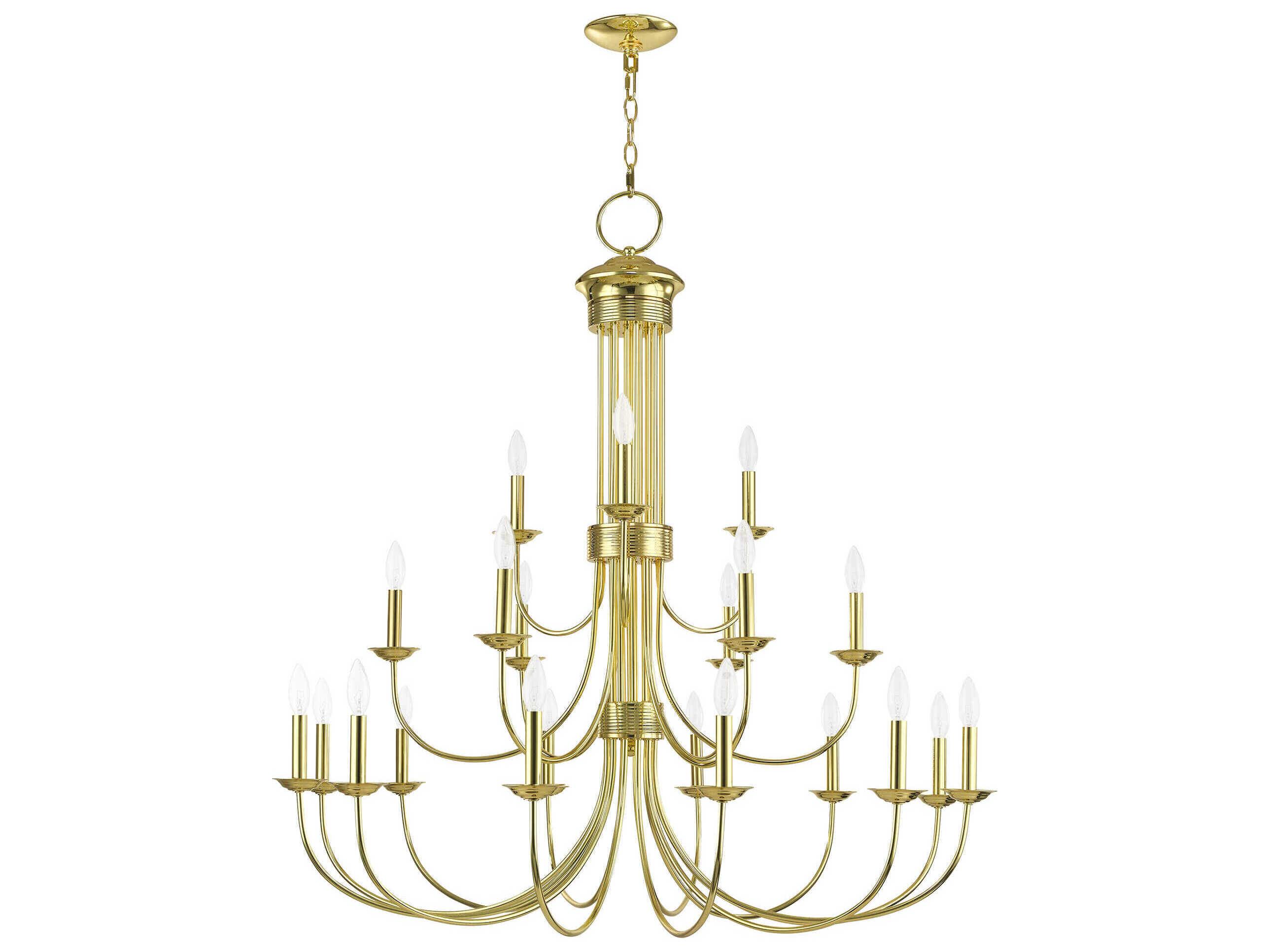 Livex Lighting Estate 21-Light Polished Brass Candelabra Tiered Chandelier