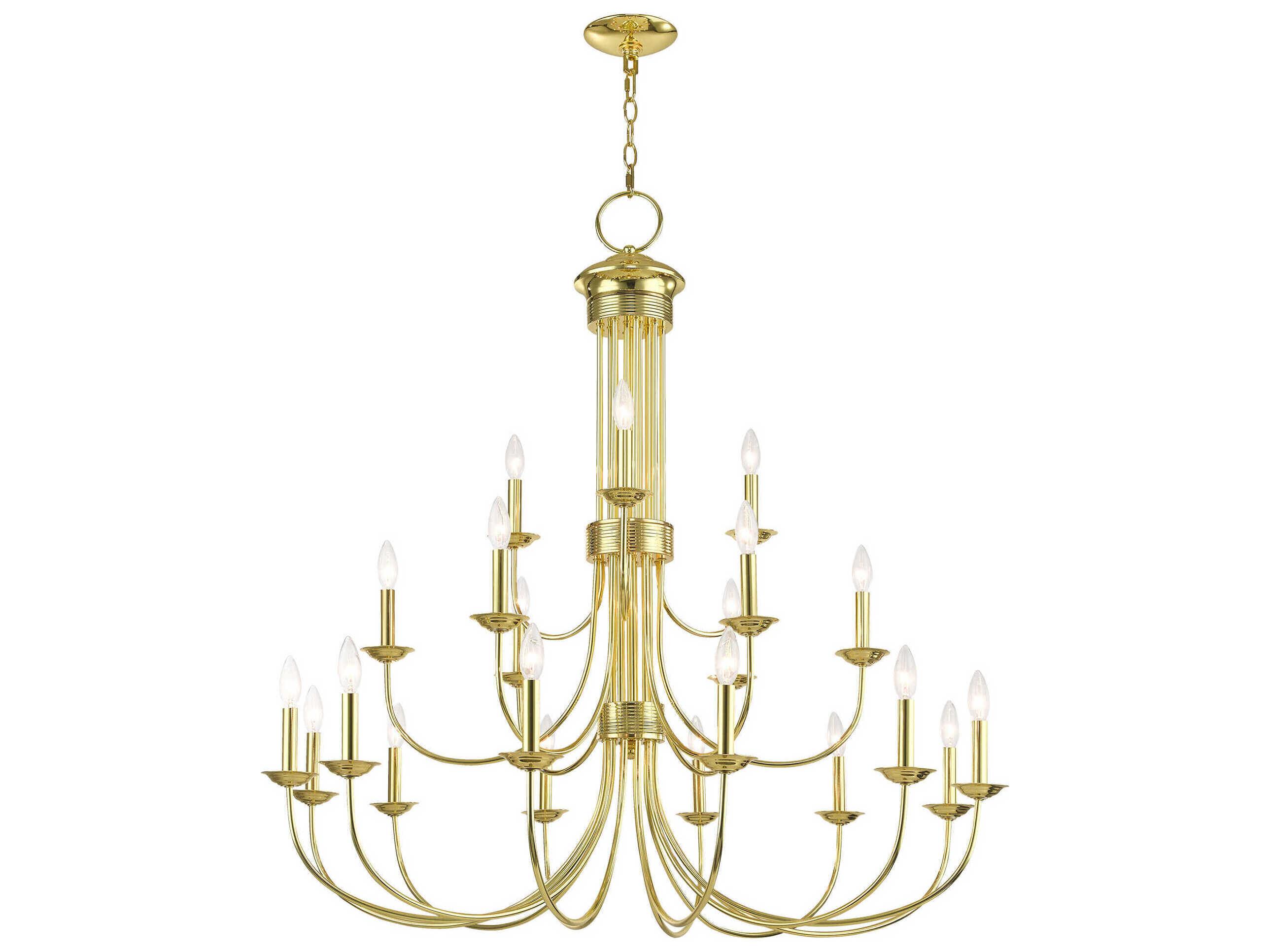 Livex Lighting Estate 21-Light Polished Brass Candelabra Tiered Chandelier