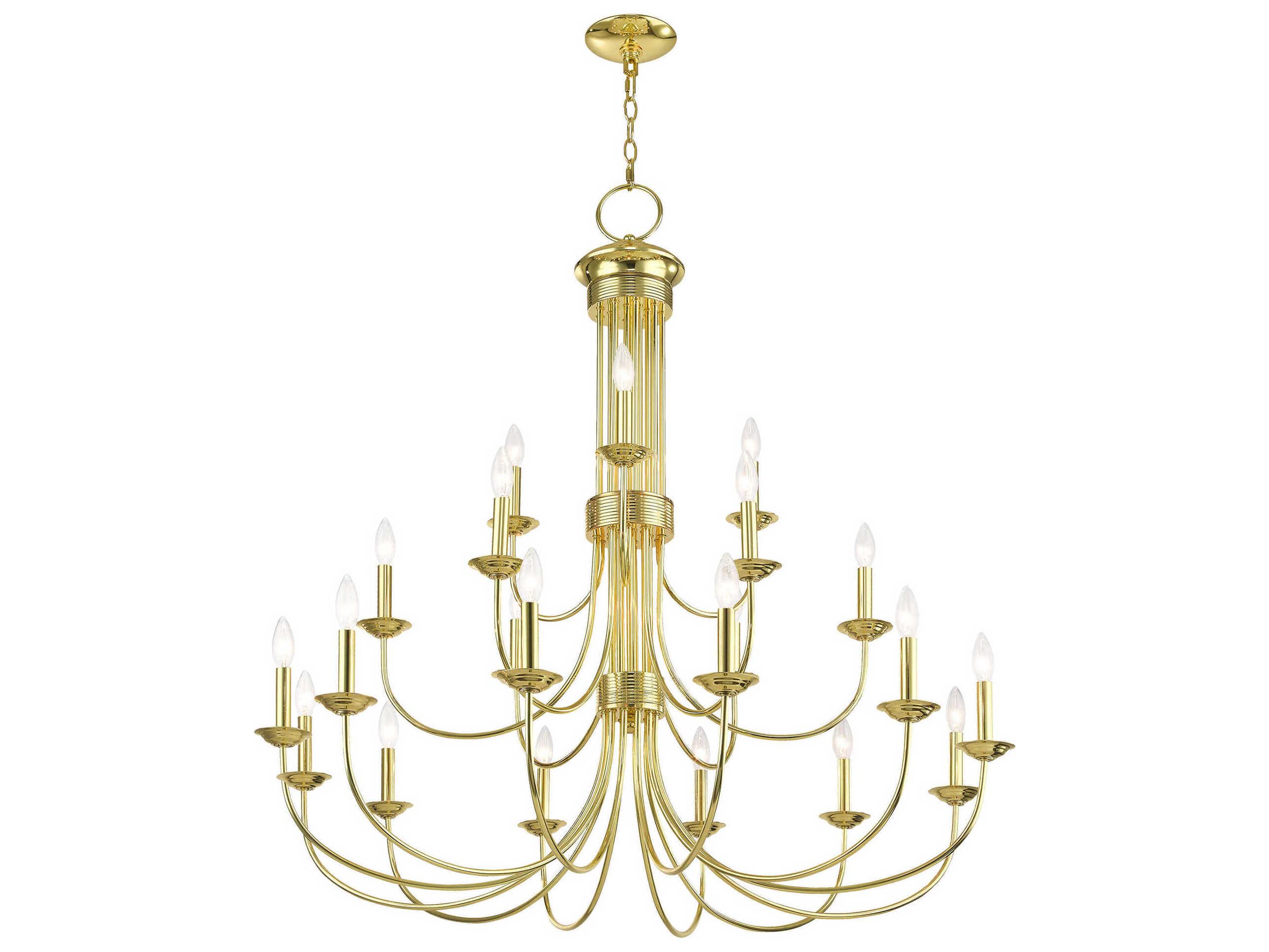 Livex Lighting Estate 21-Light Polished Brass Candelabra Tiered Chandelier
