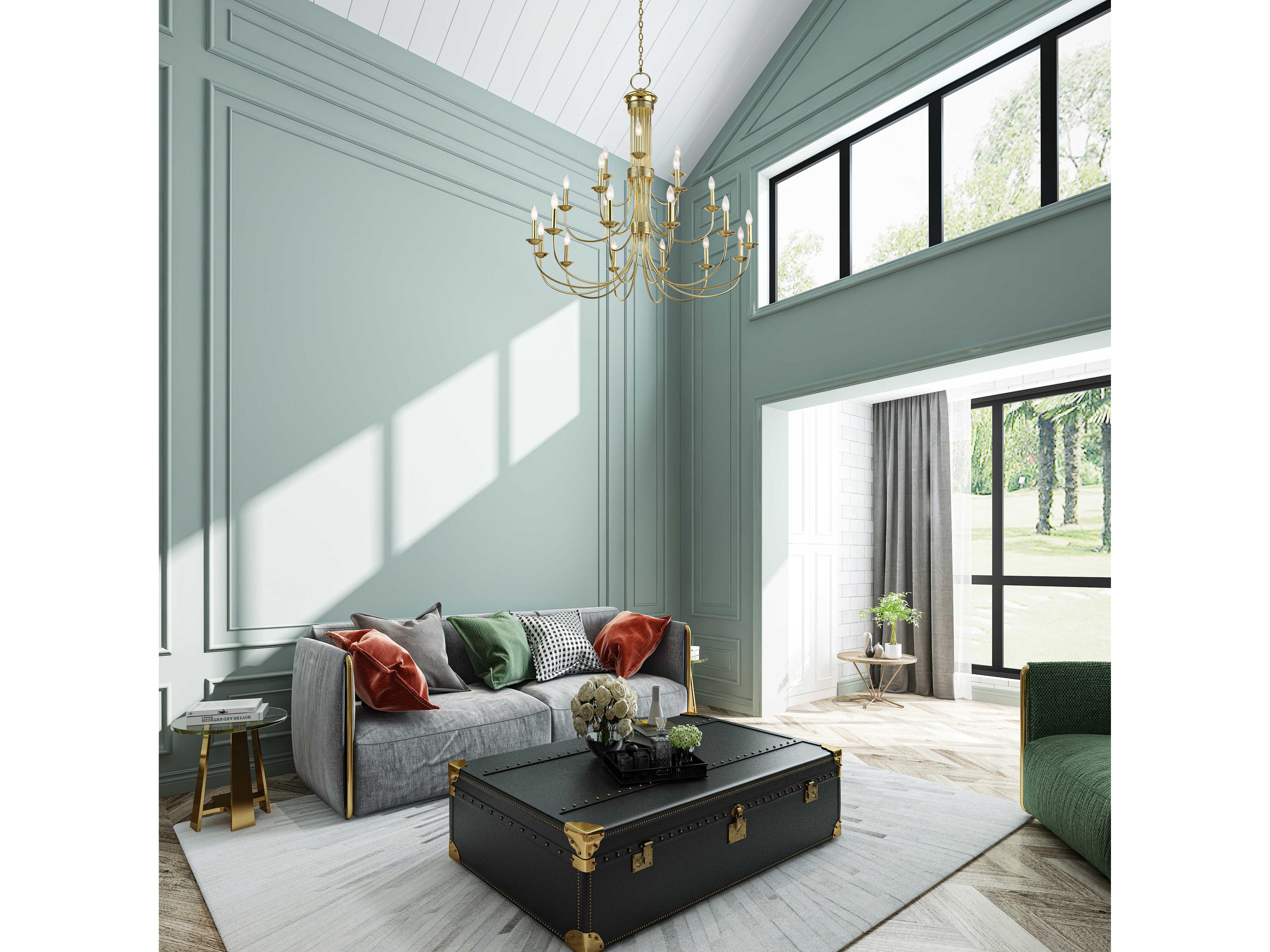 Livex Lighting Estate 21-Light Polished Brass Candelabra Tiered Chandelier