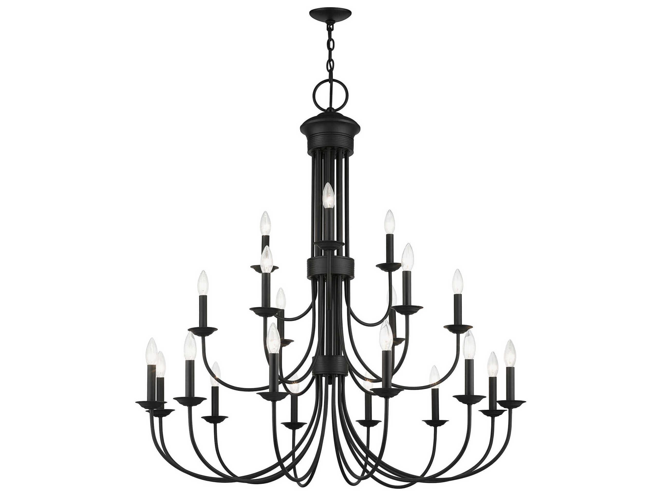 Livex Lighting Estate 21-Light Black Candelabra Chandelier