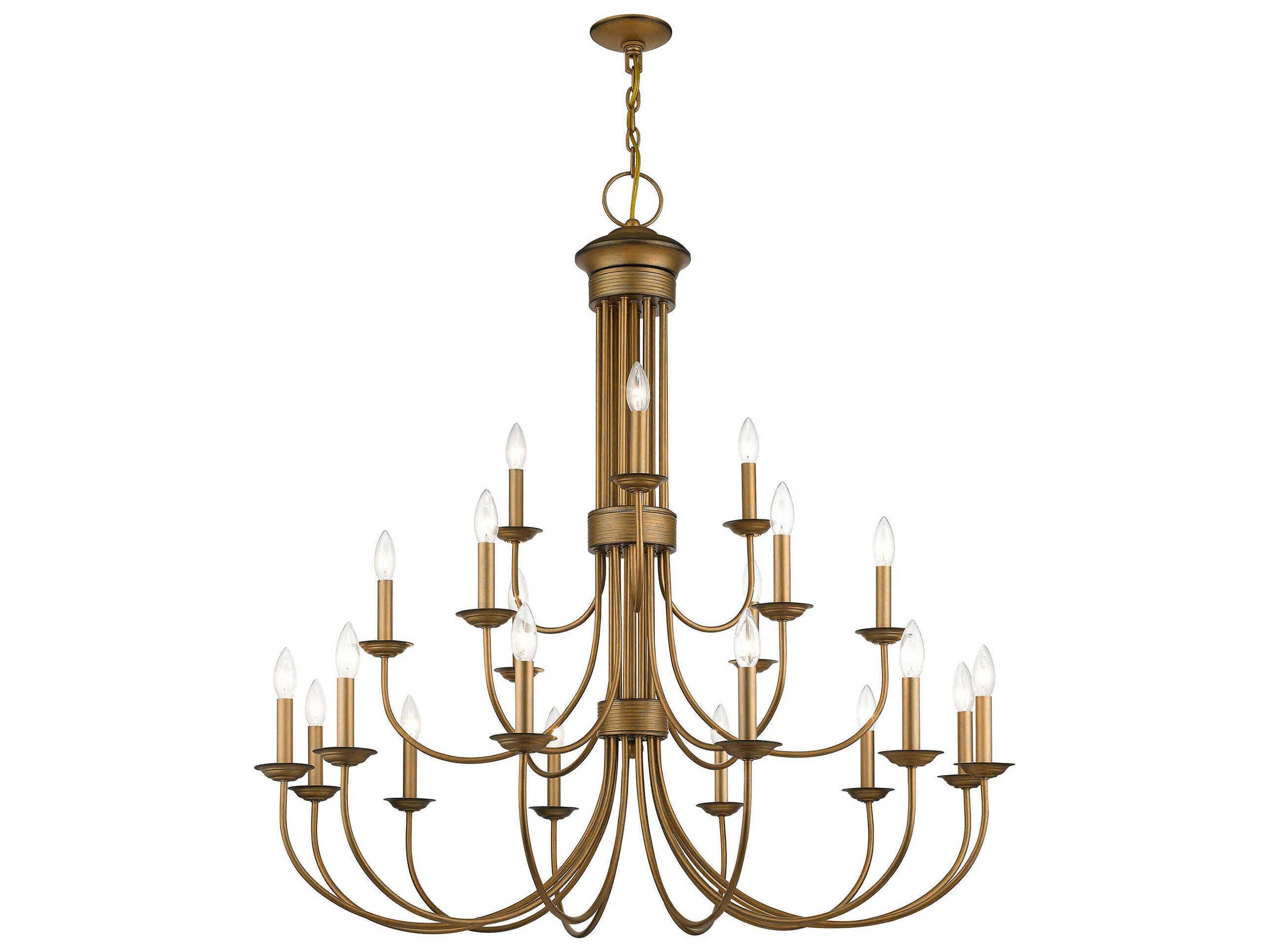 Livex Lighting Estate 21-Light Antique Gold Leaf Candelabra Chandelier