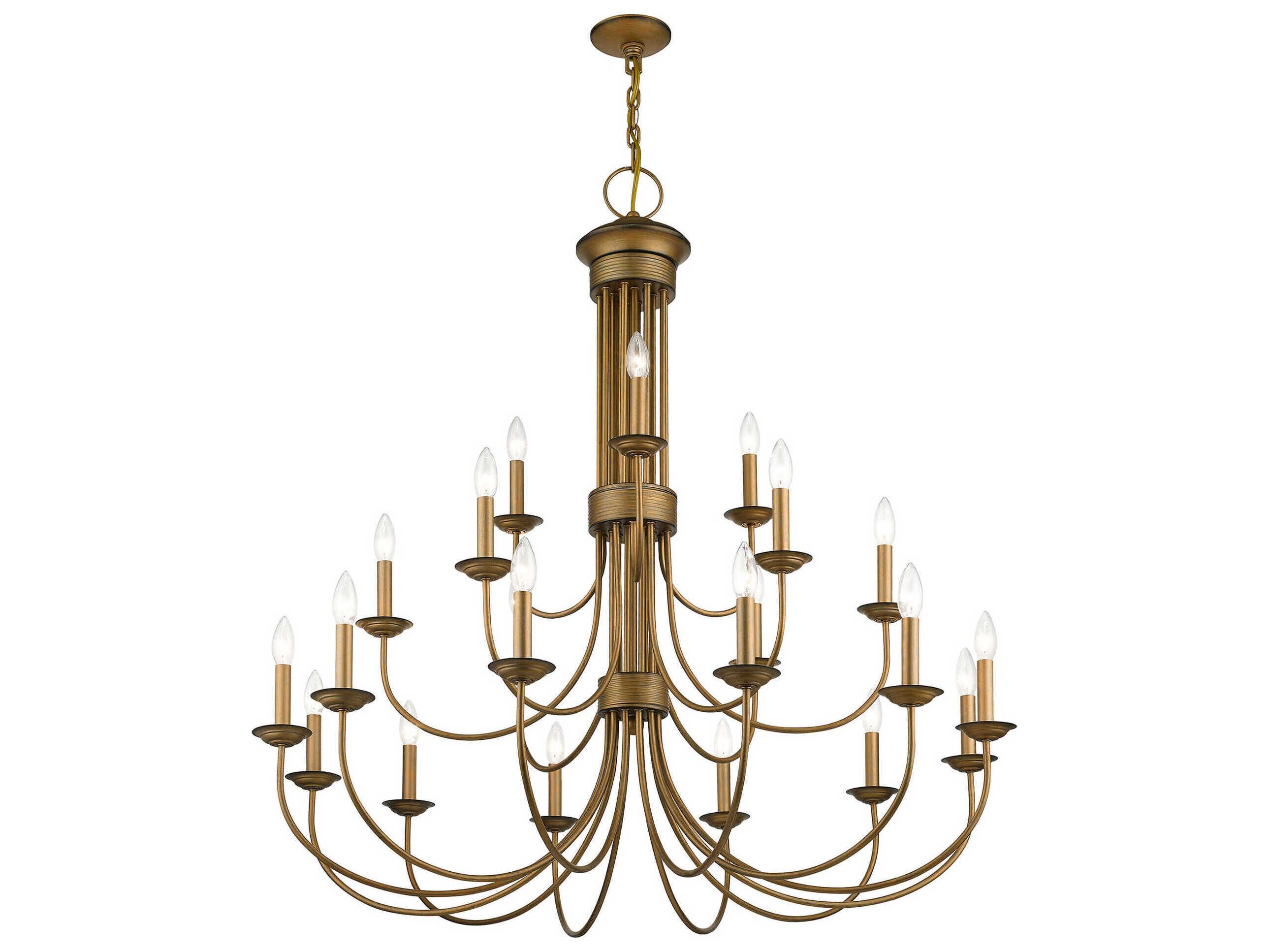 Livex Lighting Estate 21-Light Antique Gold Leaf Candelabra Chandelier