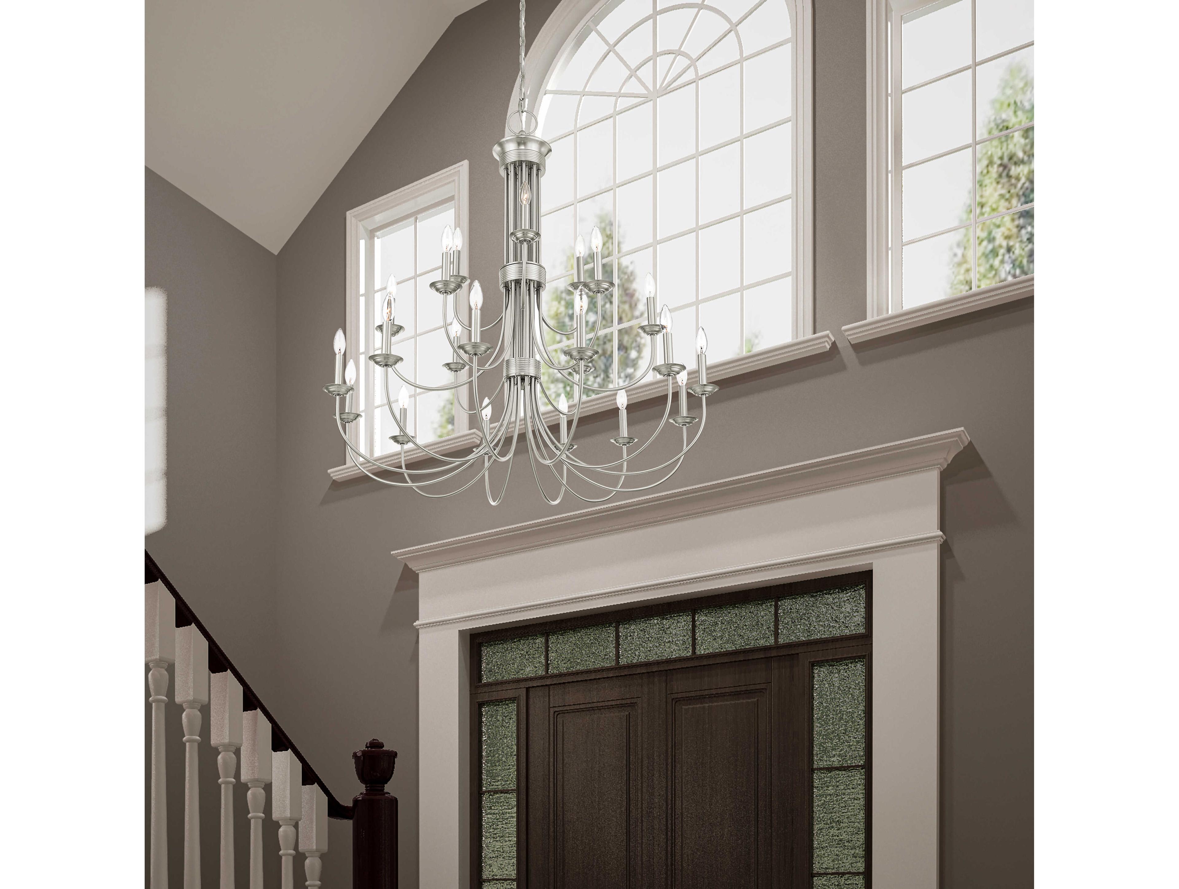 Livex Lighting Estate 21-Light Brushed Nickel Candelabra Tiered Chandelier