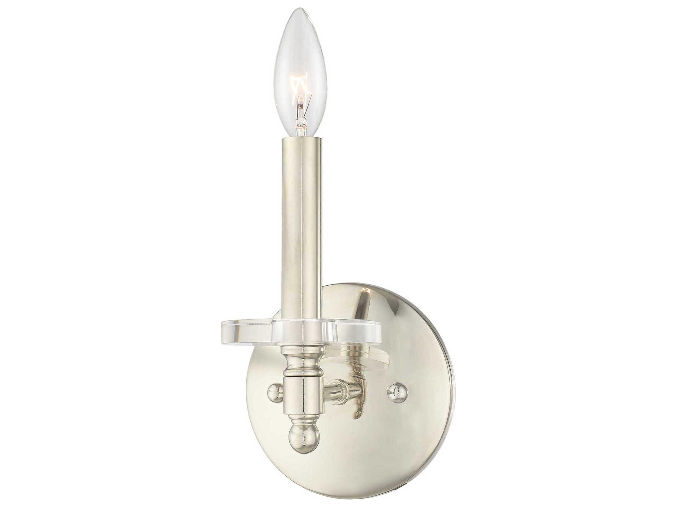 Livex Lighting Bennington 1-Light Polished Nickel Crystal Wall Sconce