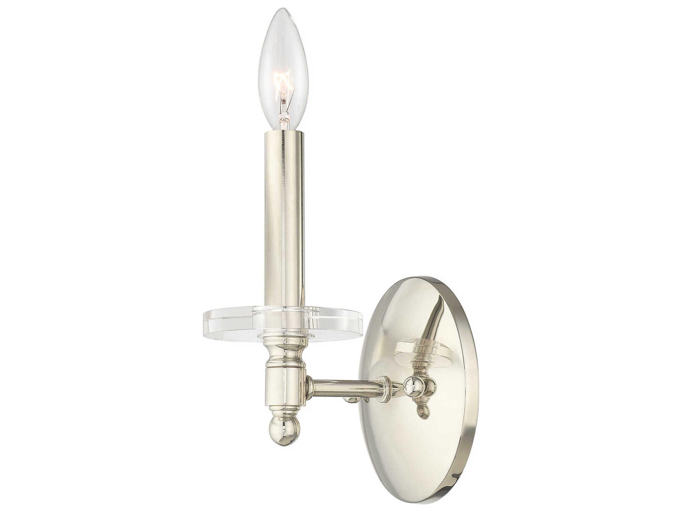 Livex Lighting Bennington 1-Light Polished Nickel Crystal Wall Sconce