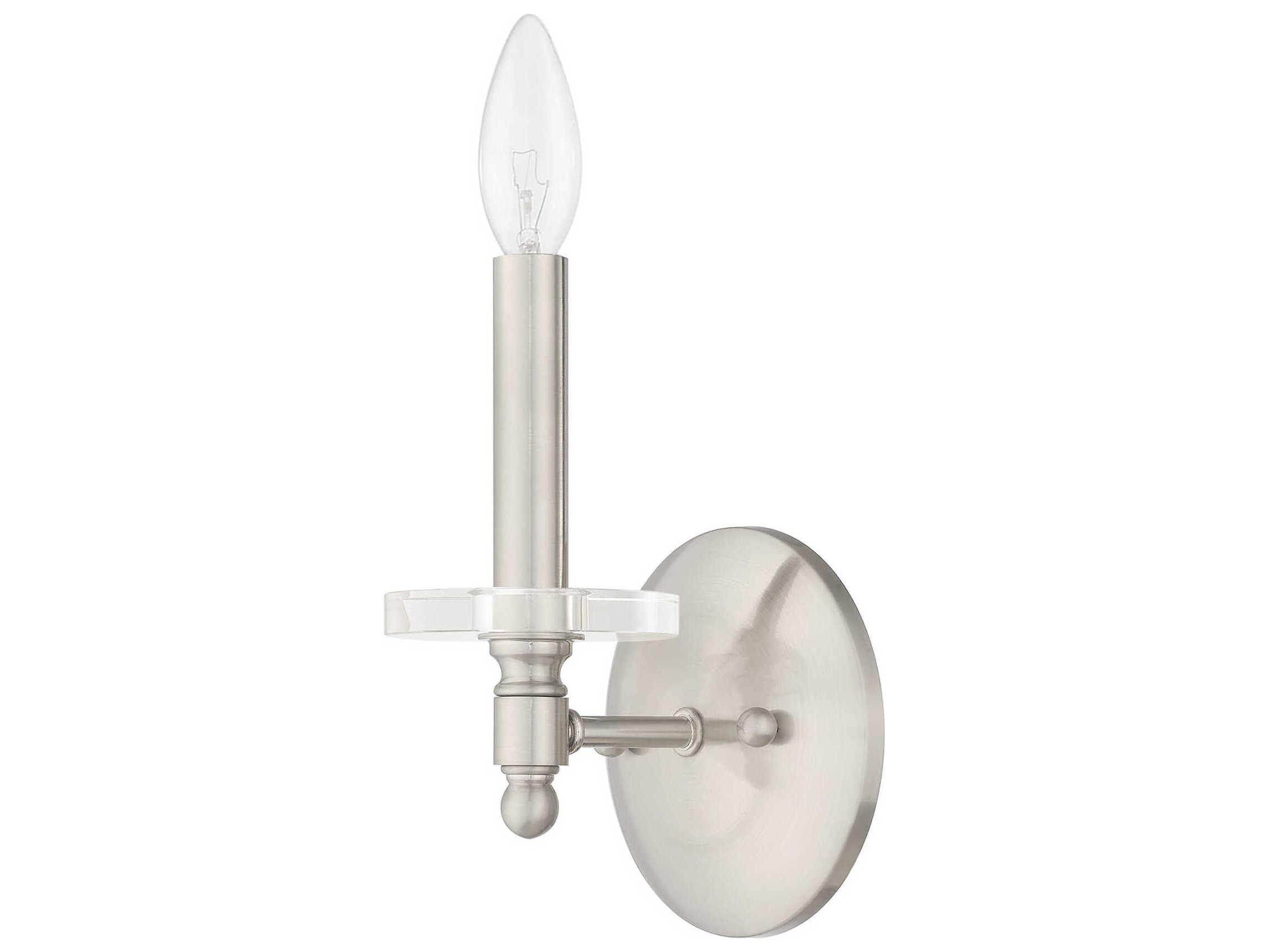 Livex Lighting Bennington 1-Light Brushed Nickel Crystal Wall Sconce