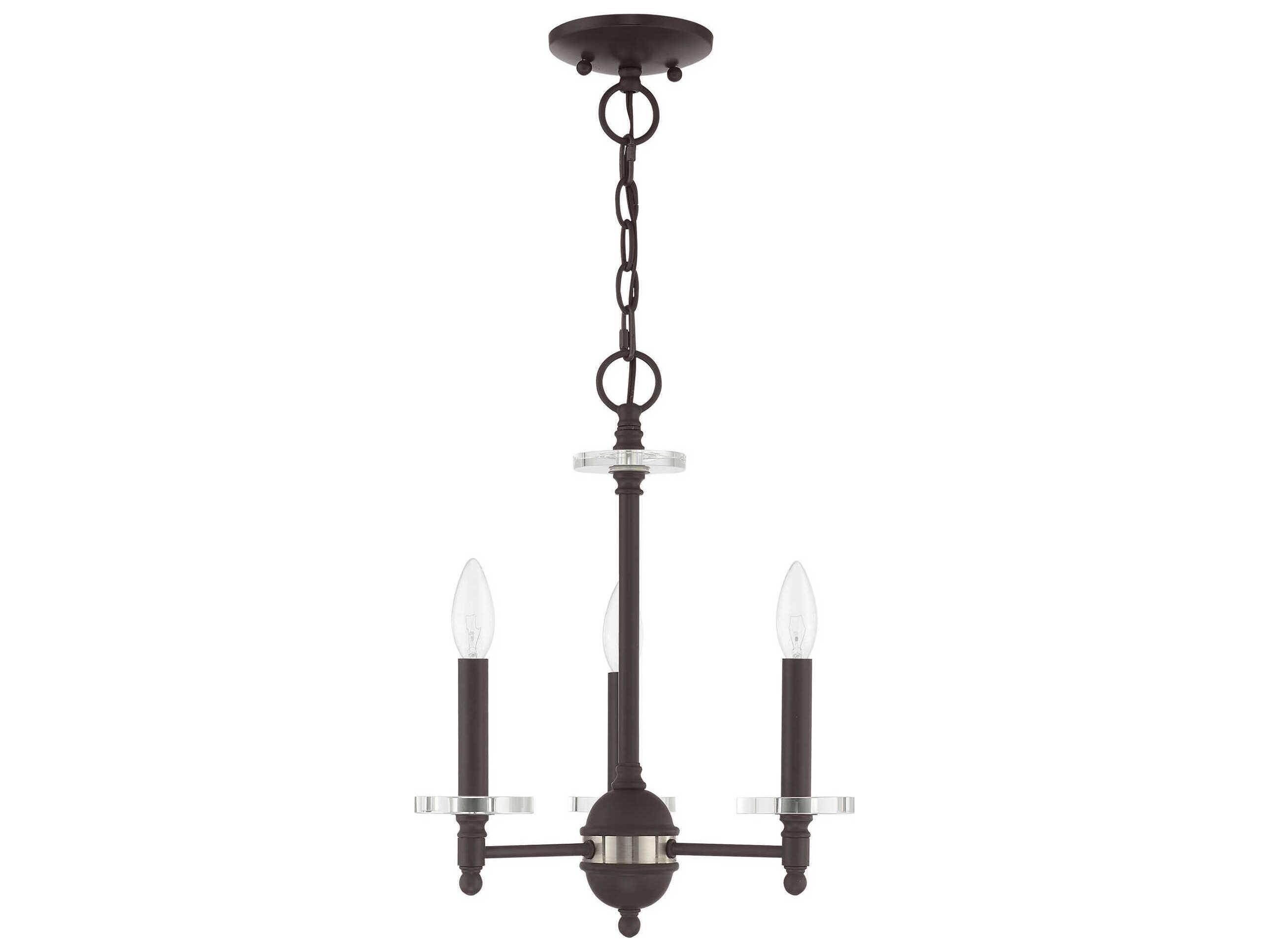 Livex Lighting Bennington 3-Light Bronze Crystal Candelabra Chandelier