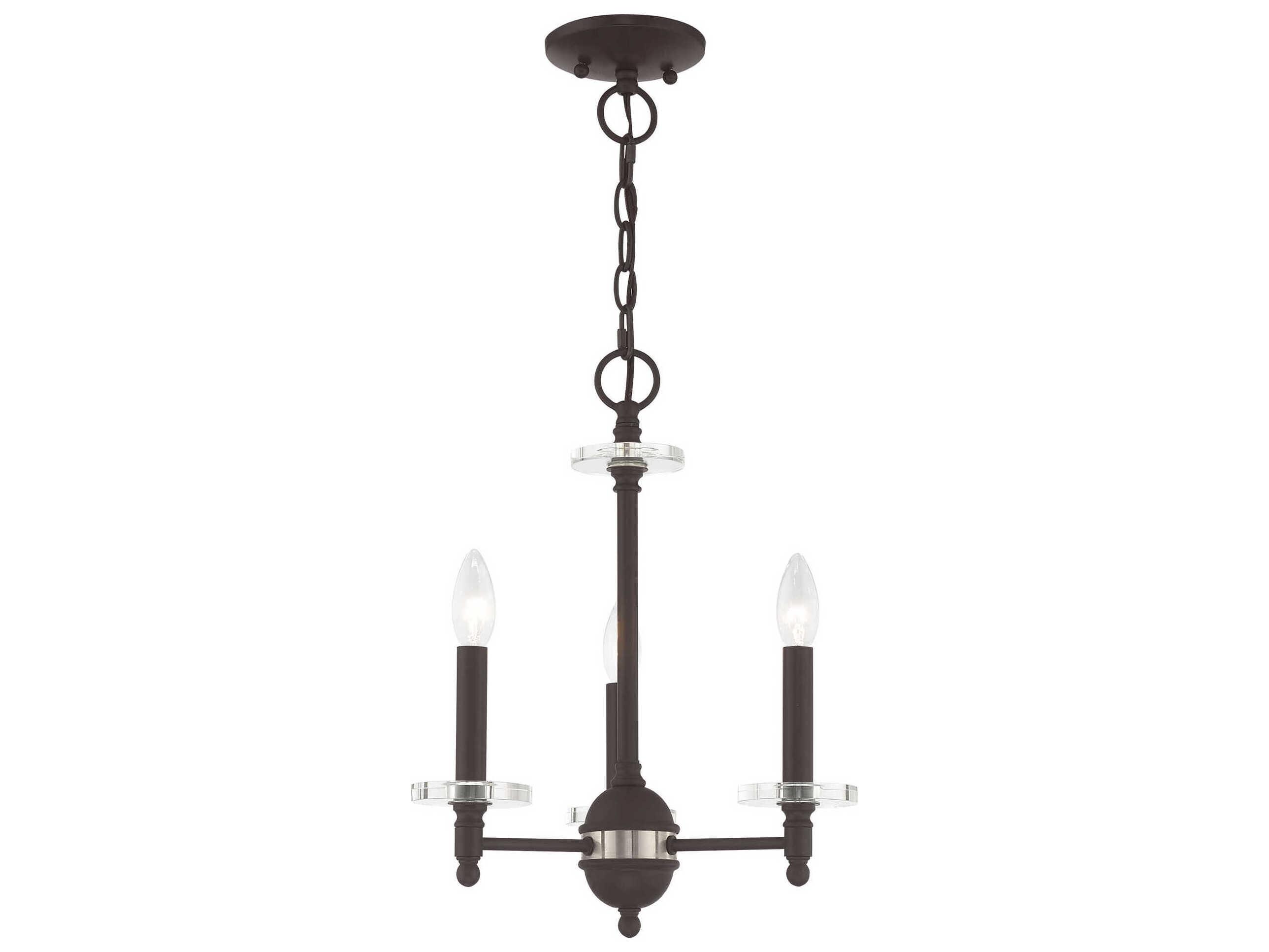 Livex Lighting Bennington 3-Light Bronze Crystal Candelabra Chandelier