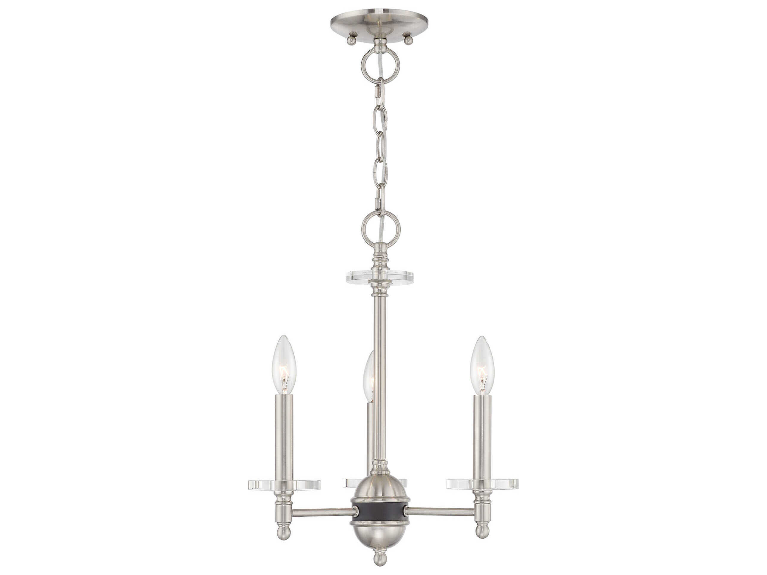 Livex Lighting Bennington 3-Light Brushed Nickel Crystal Candelabra Chandelier
