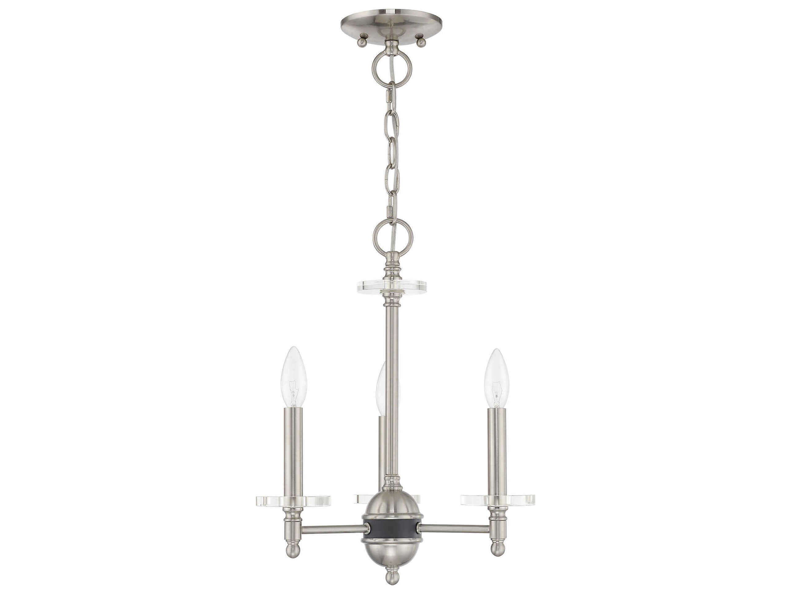 Livex Lighting Bennington 3-Light Brushed Nickel Crystal Candelabra Chandelier