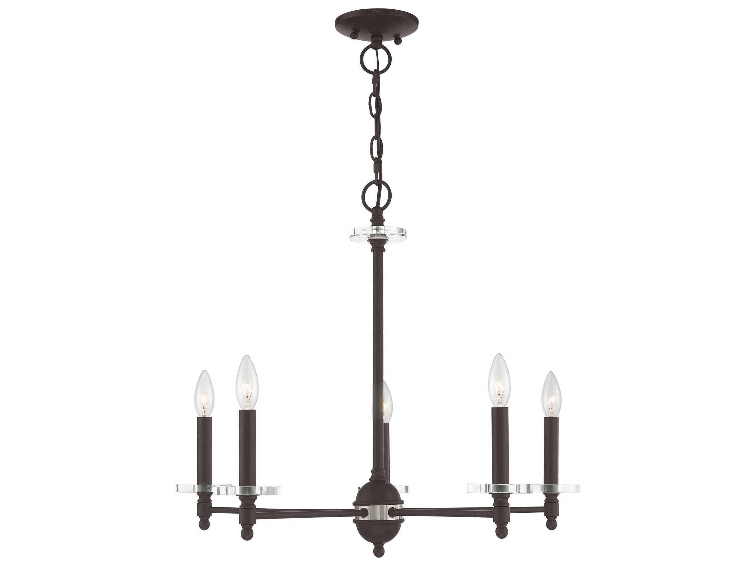Livex Lighting Bennington 5-Light Bronze Crystal Candelabra Chandelier