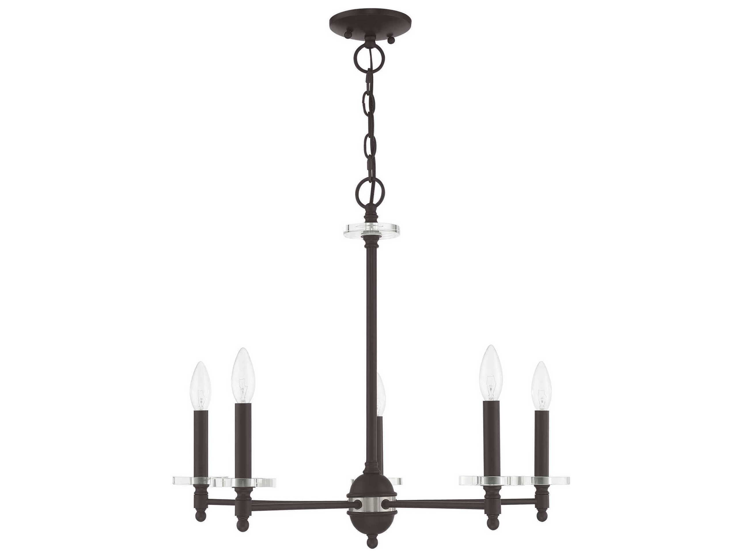 Livex Lighting Bennington 5-Light Bronze Crystal Candelabra Chandelier