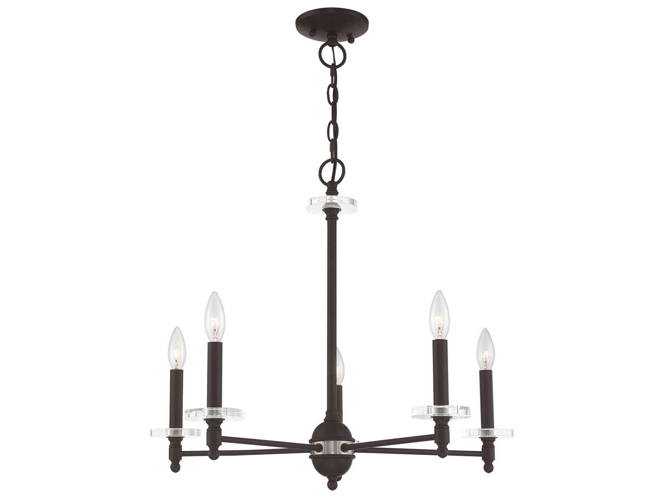 Livex Lighting Bennington 5-Light Bronze Crystal Candelabra Chandelier
