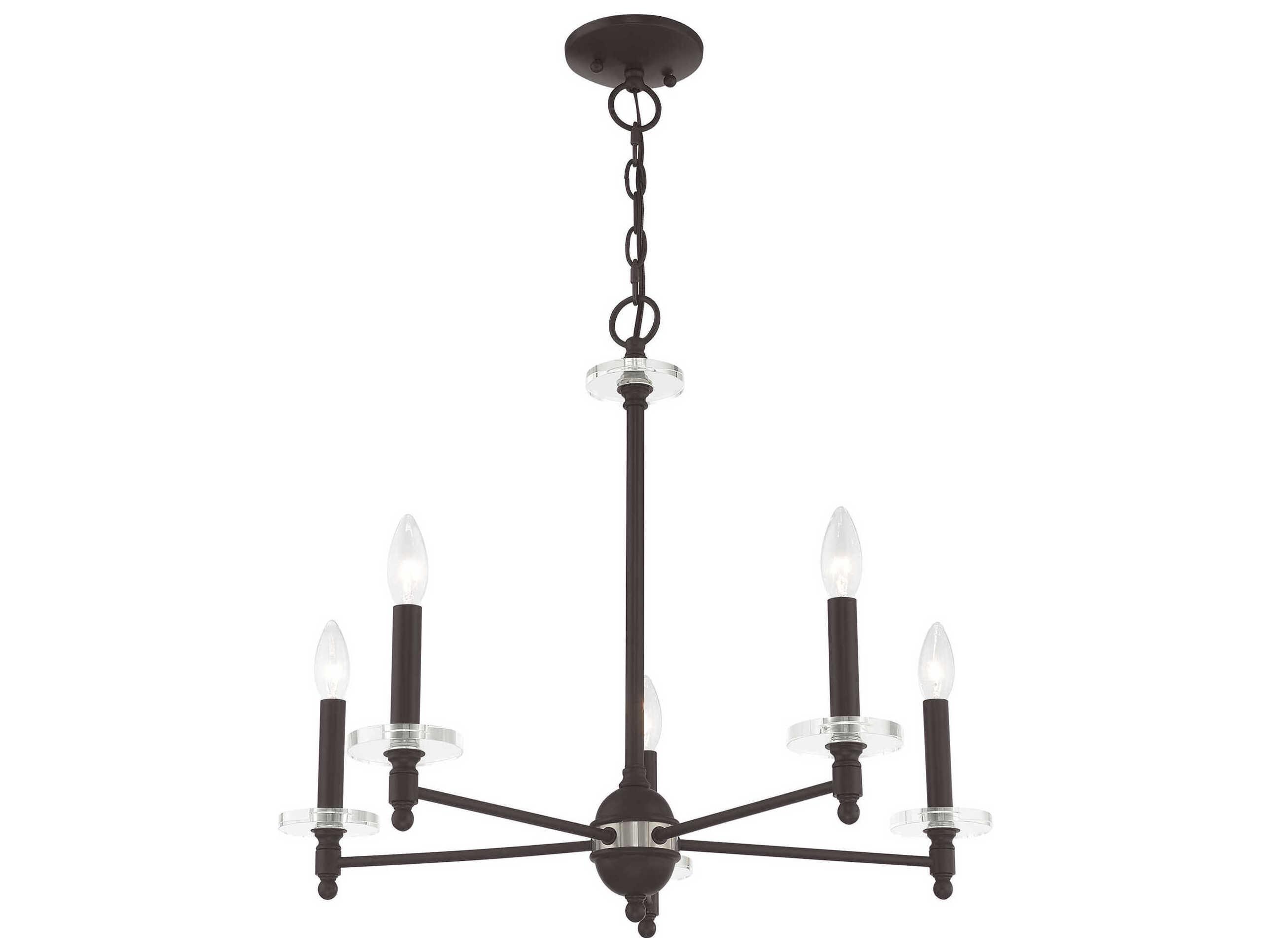 Livex Lighting Bennington 5-Light Bronze Crystal Candelabra Chandelier