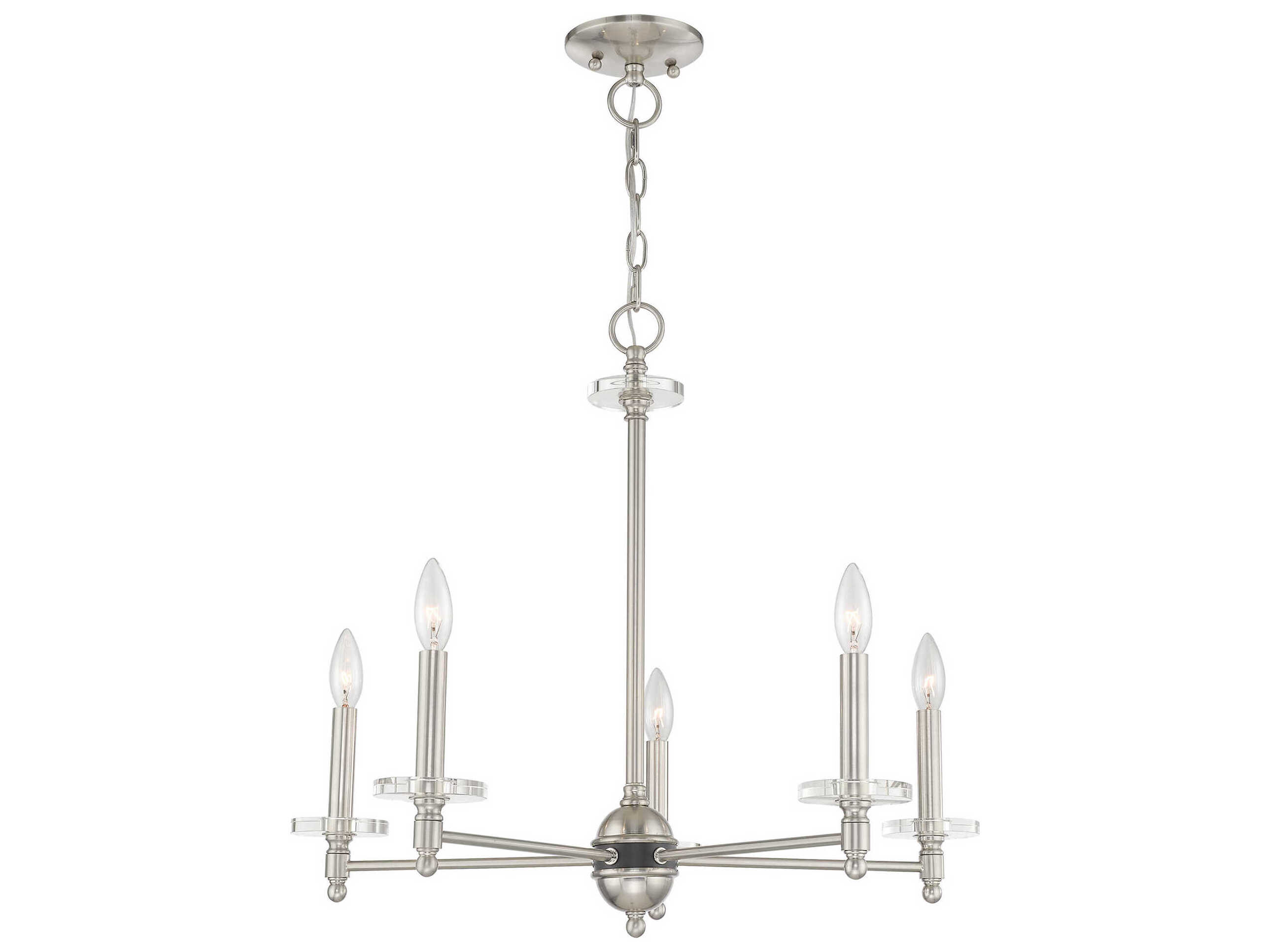 Livex Lighting Bennington 5-Light Brushed Nickel Crystal Candelabra Chandelier