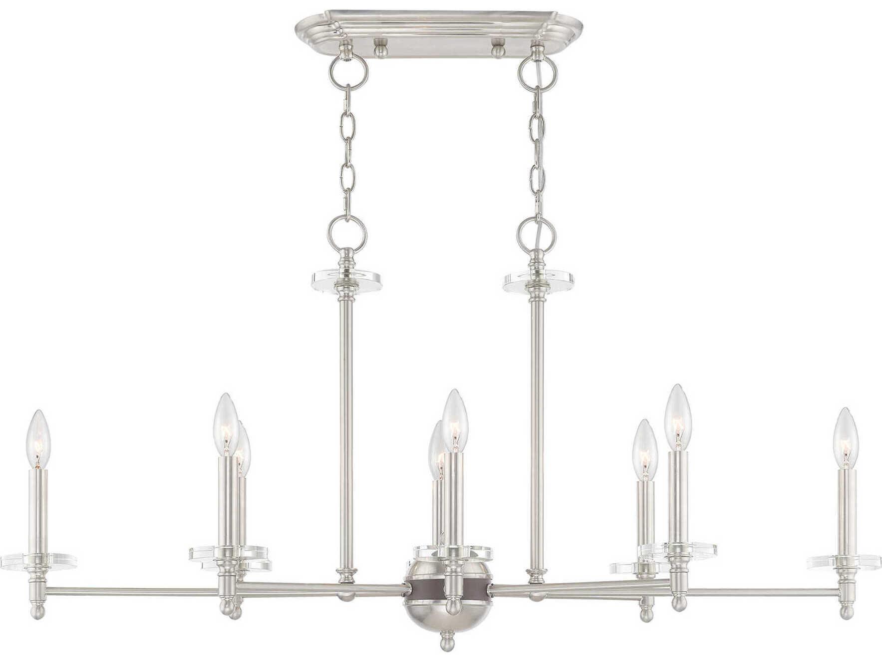 Livex Lighting Bennington 8-Light Brushed Nickel Crystal Island Pendant