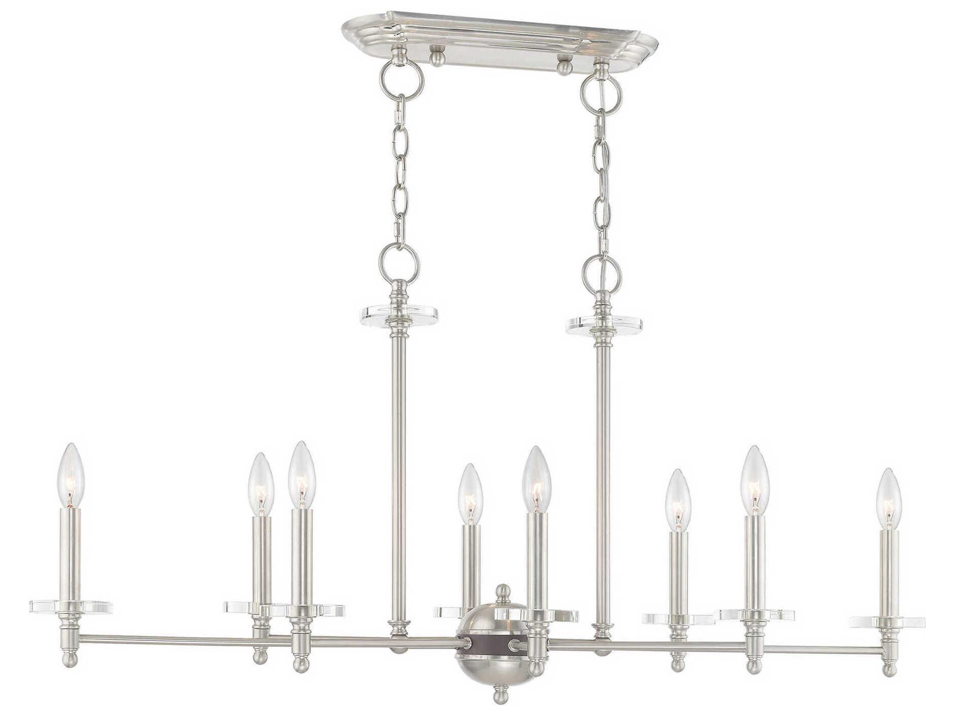 Livex Lighting Bennington 8-Light Brushed Nickel Crystal Island Pendant