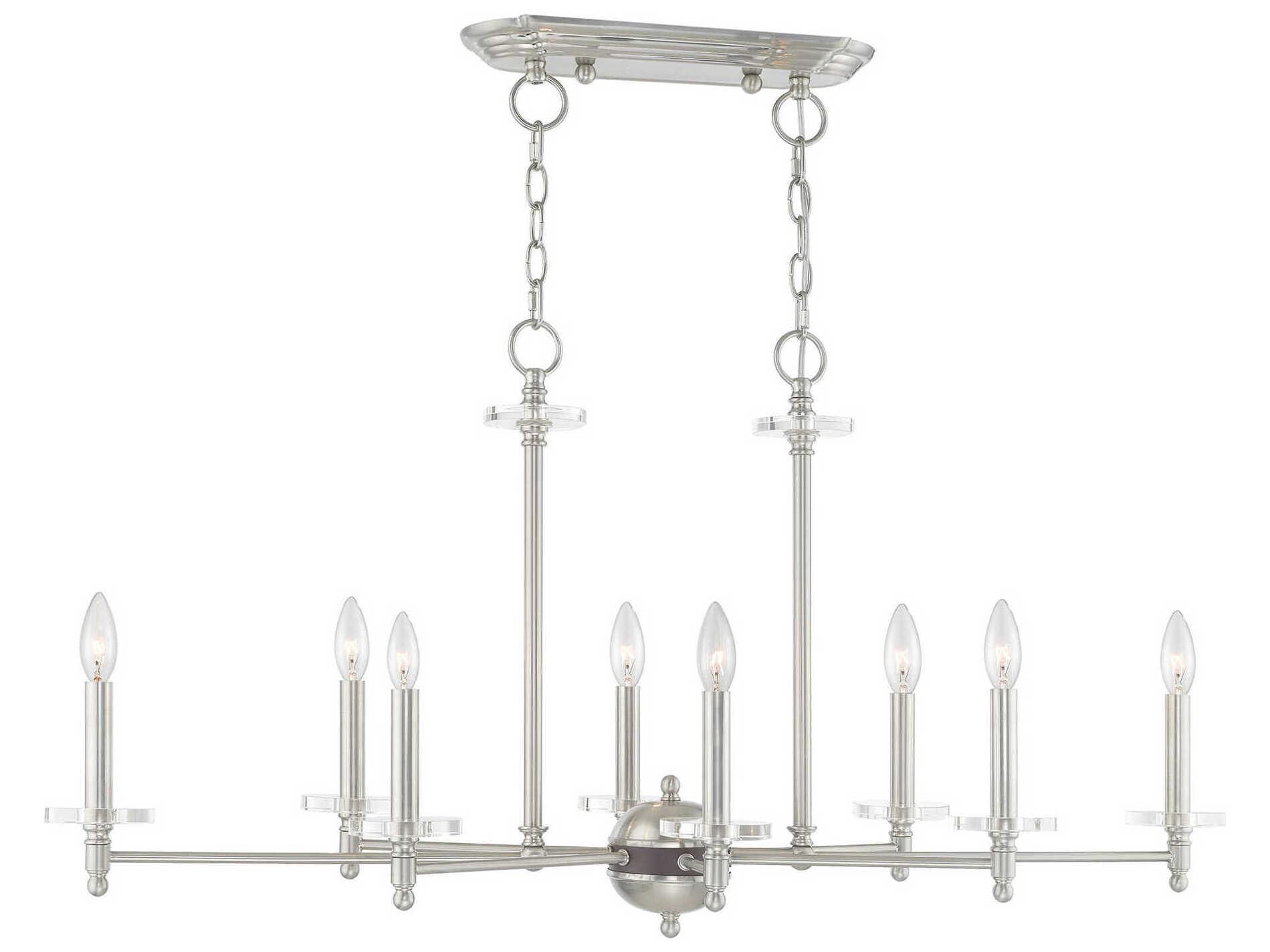 Livex Lighting Bennington 8-Light Brushed Nickel Crystal Island Pendant