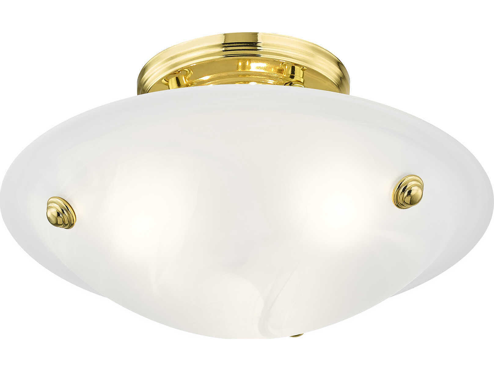 Livex Lighting Oasis 3-Light Polished Brass Glass Bowl Semi Flush Mount
