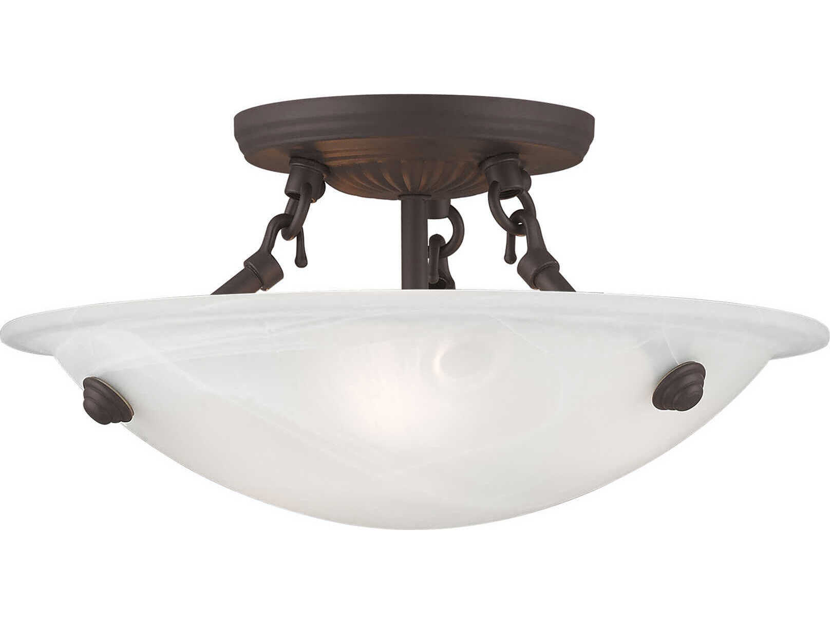 Livex Lighting Oasis 3-Light Bronze Glass Bowl Semi Flush Mount