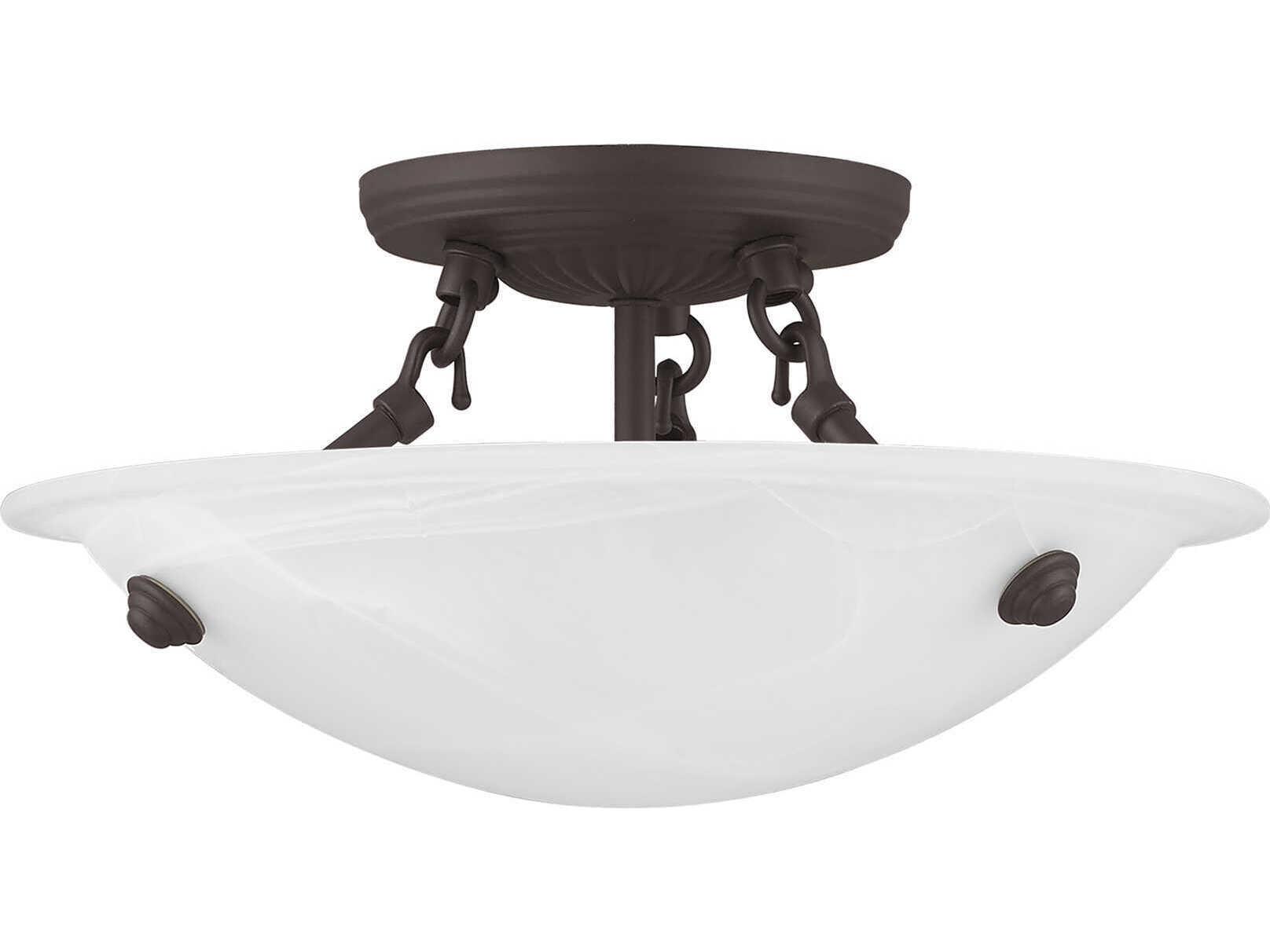 Livex Lighting Oasis 3-Light Bronze Glass Bowl Semi Flush Mount