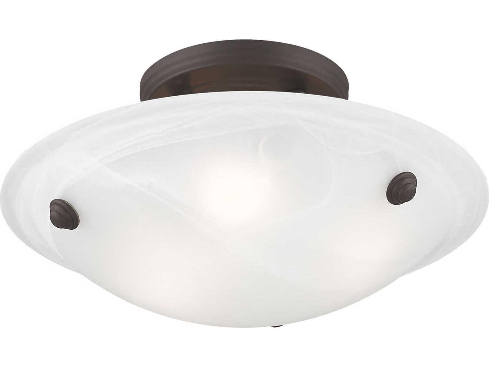 Livex Lighting Oasis 3-Light Bronze Glass Bowl Semi Flush Mount