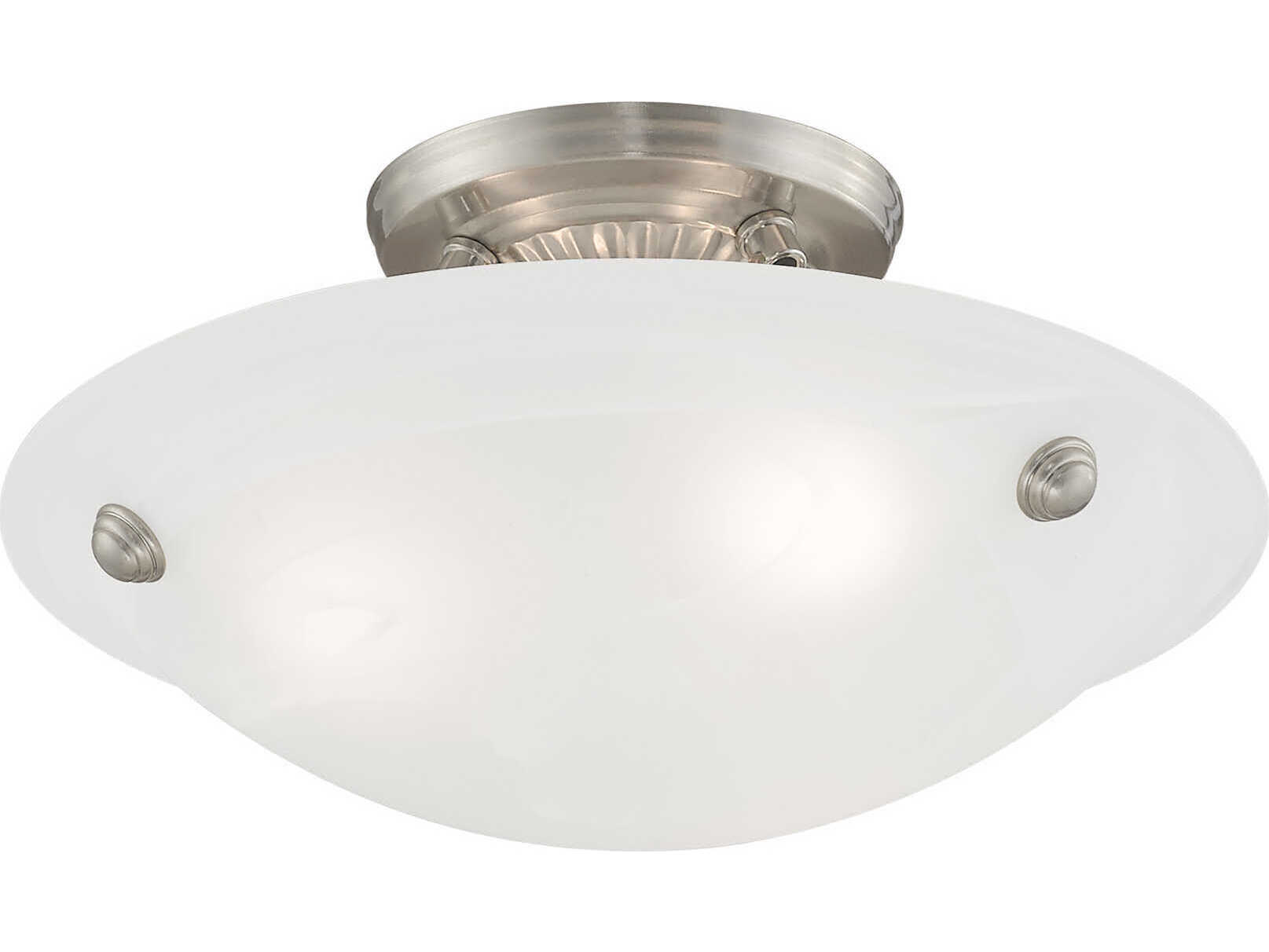 Livex Lighting Oasis 3-Light Brushed Nickel Glass Bowl Semi Flush Mount