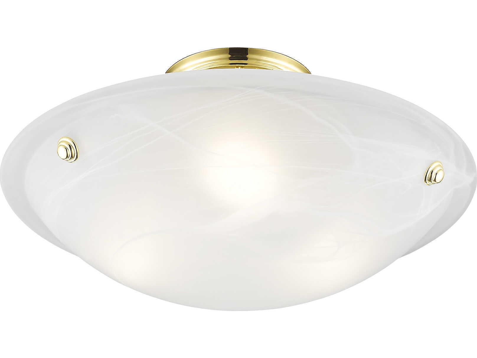 Livex Lighting Oasis 3-Light Polished Brass Glass Bowl Semi Flush Mount