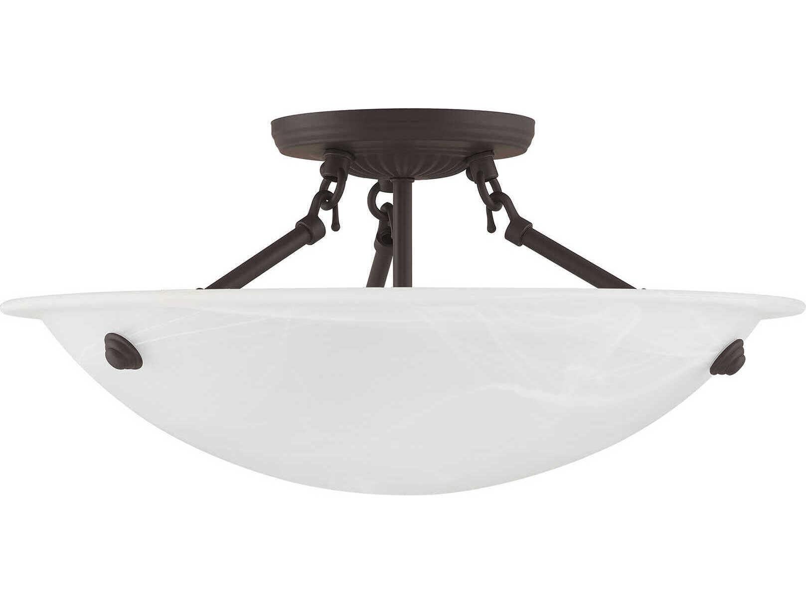 Livex Lighting Oasis 3-Light Bronze Glass Bowl Semi Flush Mount