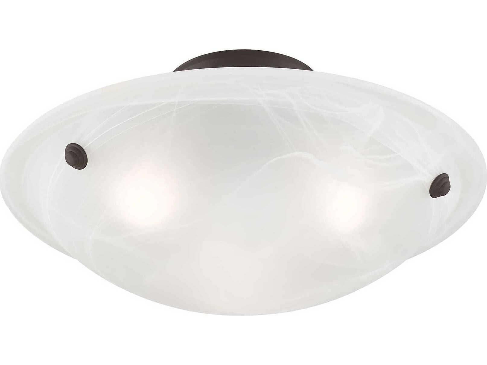 Livex Lighting Oasis 3-Light Bronze Glass Bowl Semi Flush Mount