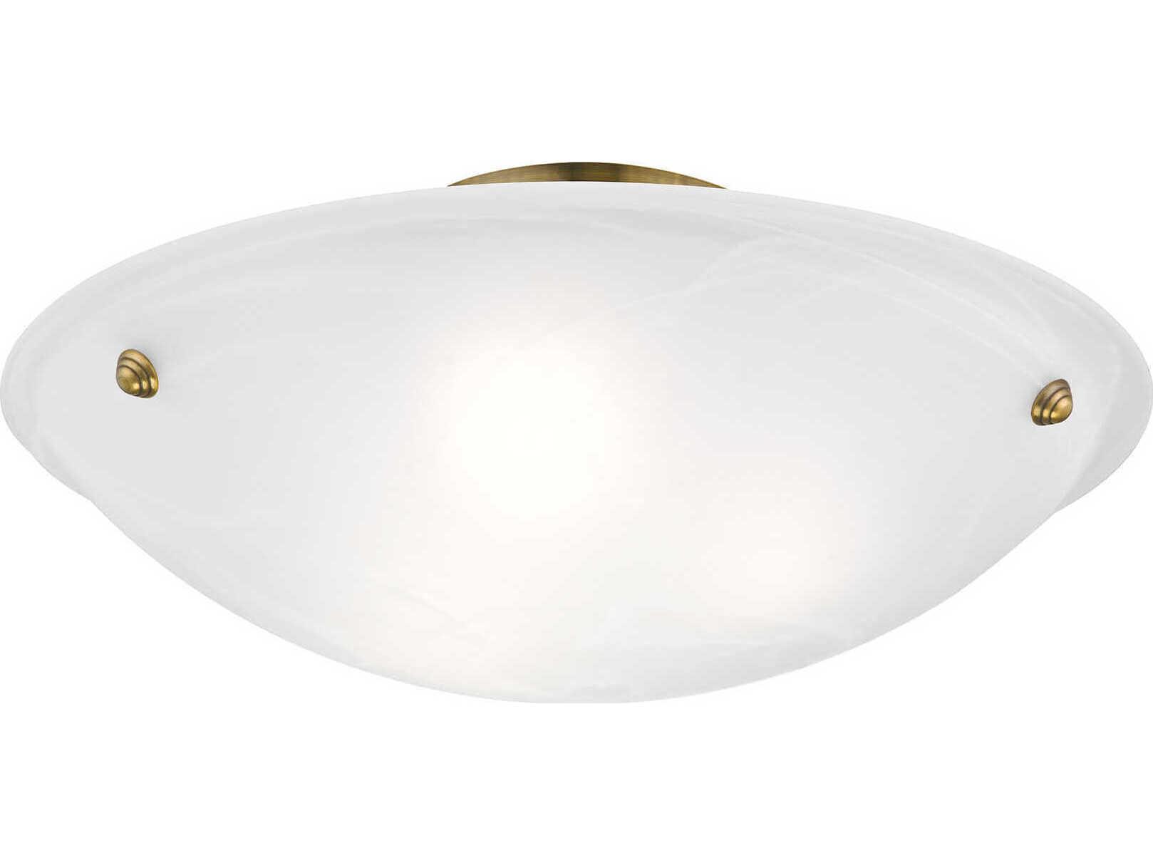 Livex Lighting Oasis 3-Light Antique Brass Glass Bowl Semi Flush Mount