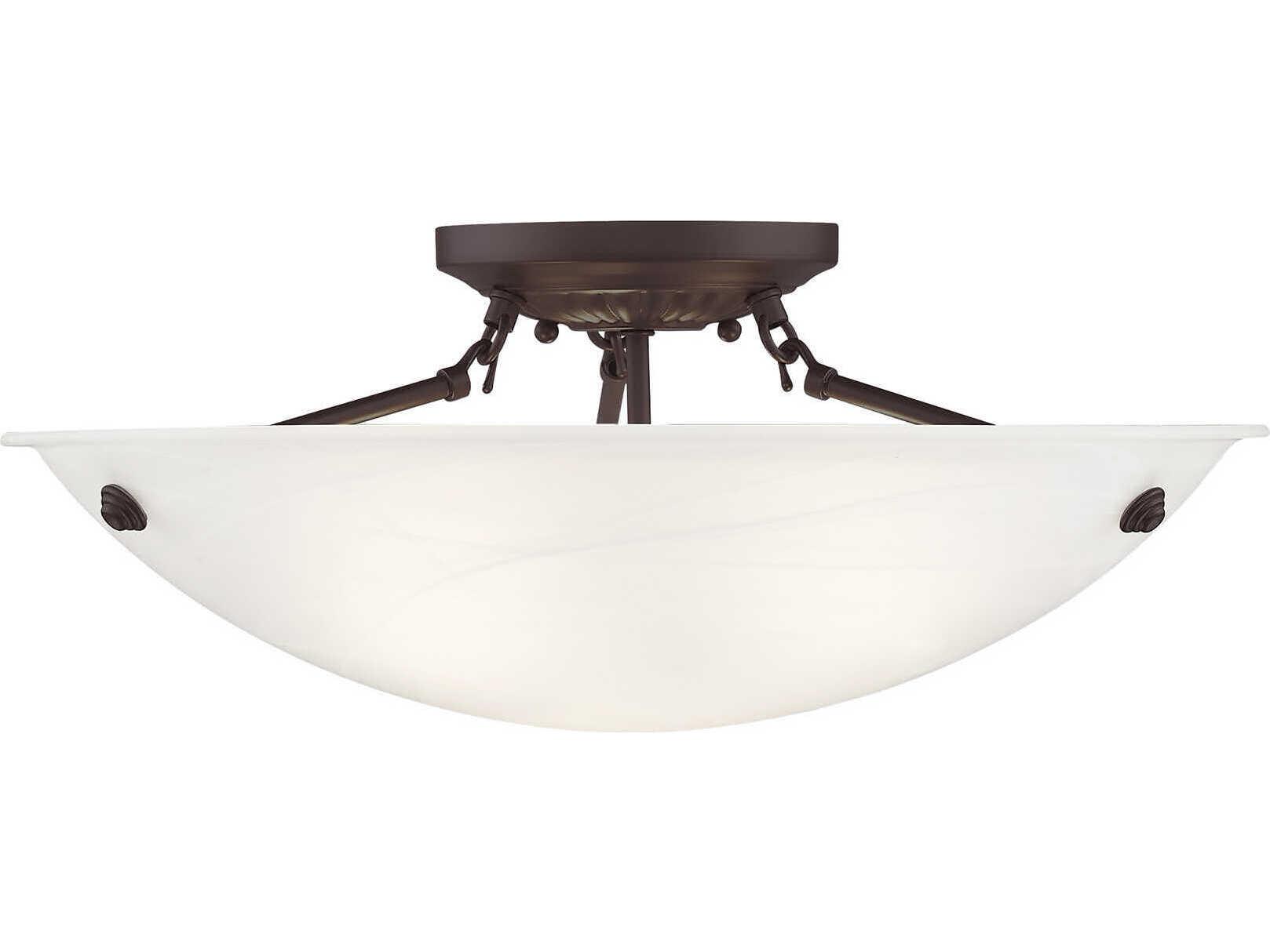 Livex Lighting Oasis 3-Light Bronze Glass Bowl Semi Flush Mount