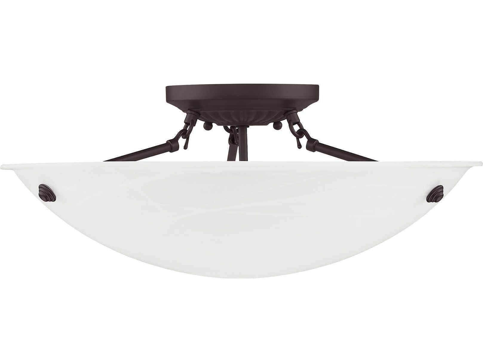 Livex Lighting Oasis 3-Light Bronze Glass Bowl Semi Flush Mount