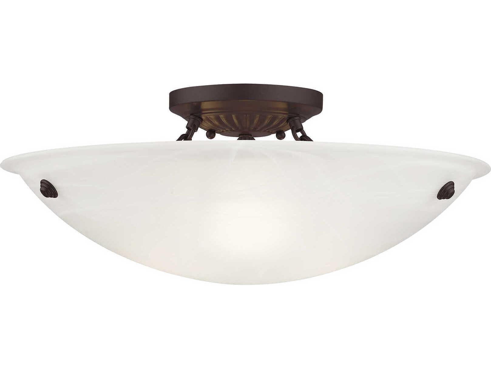 Livex Lighting Oasis 3-Light Bronze Glass Bowl Semi Flush Mount