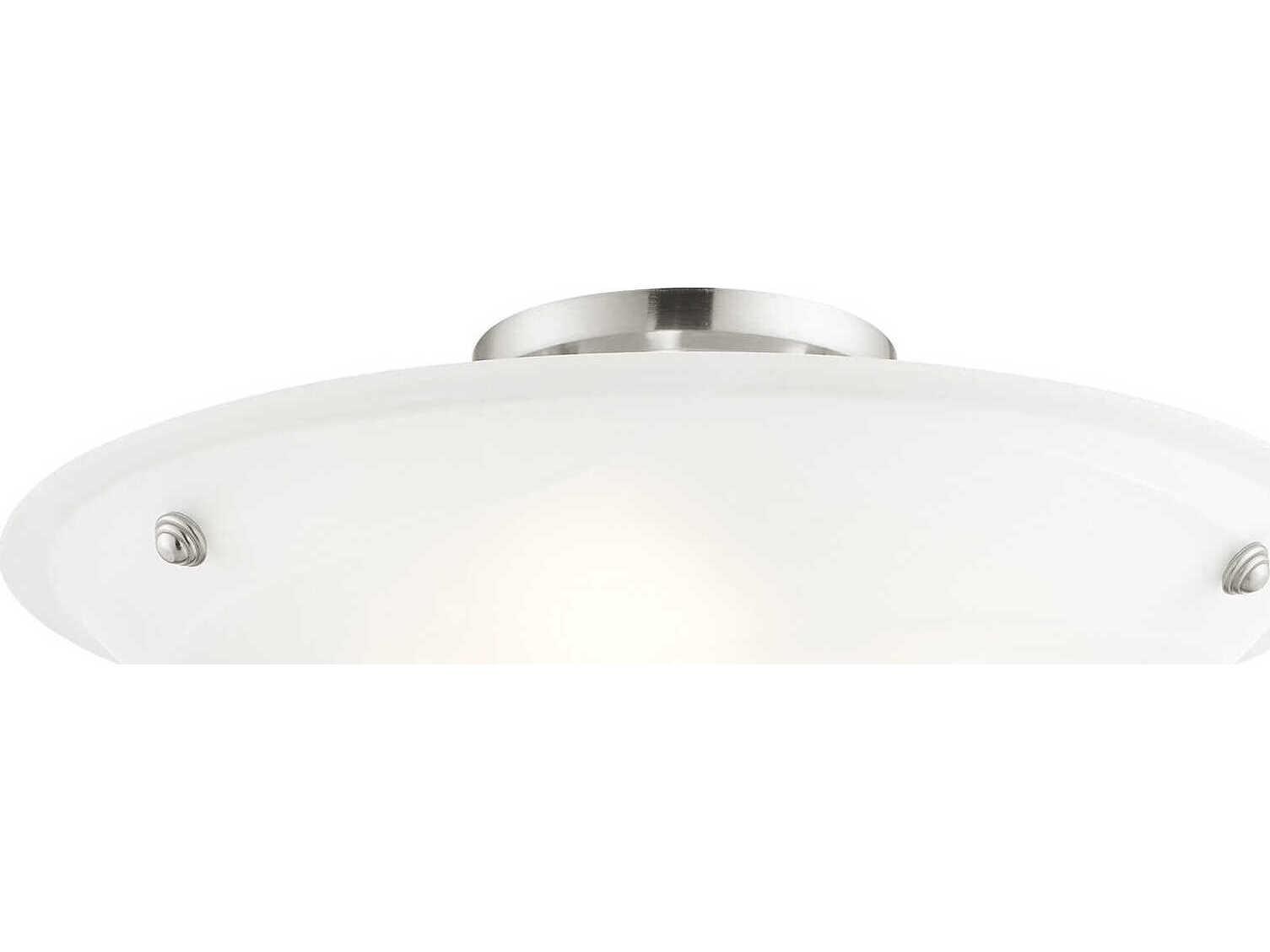 Livex Lighting Oasis 3-Light Brushed Nickel Glass Bowl Semi Flush Mount