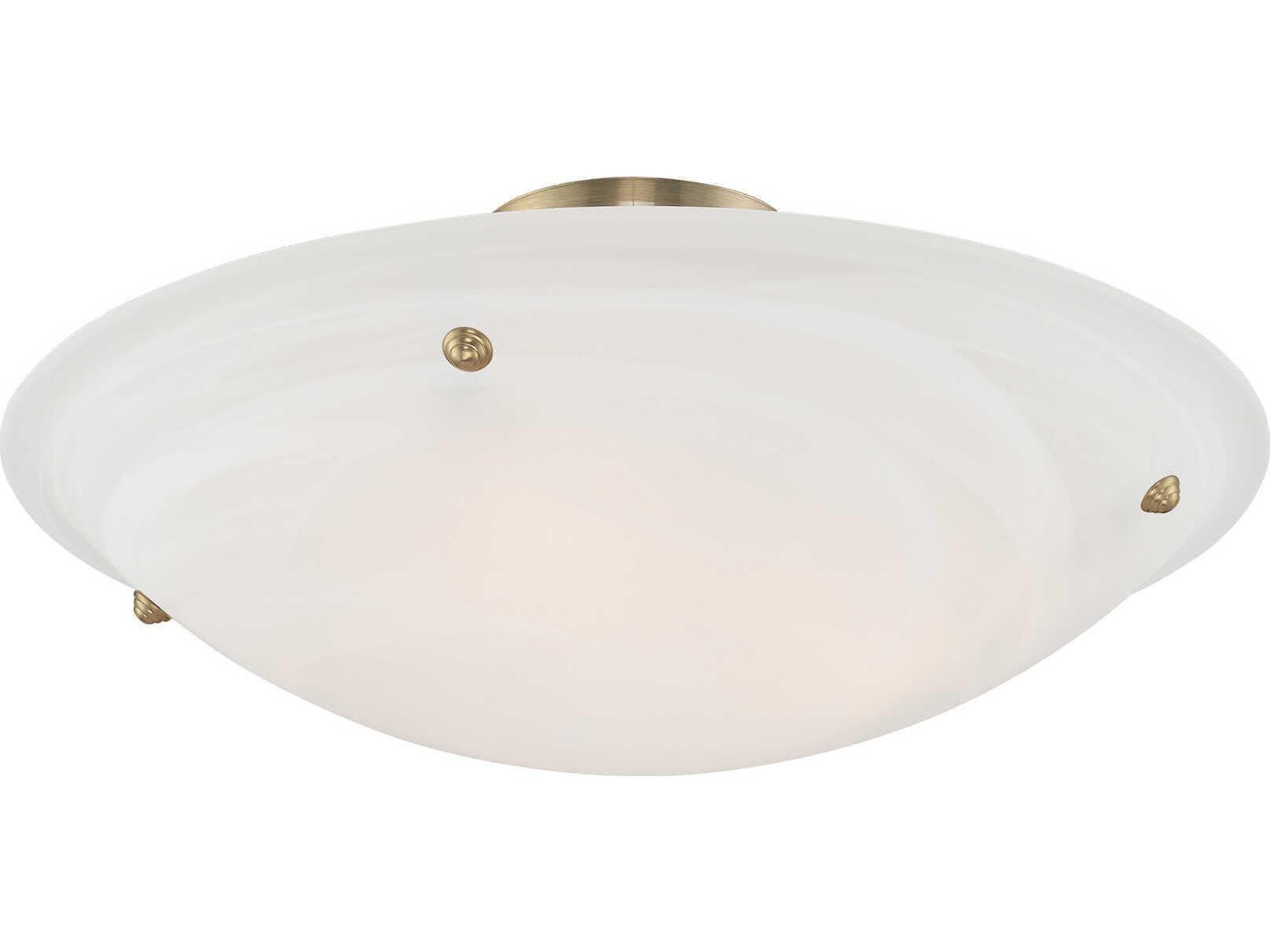 Livex Lighting Oasis 4-Light Antique Brass Glass Bowl Semi Flush Mount