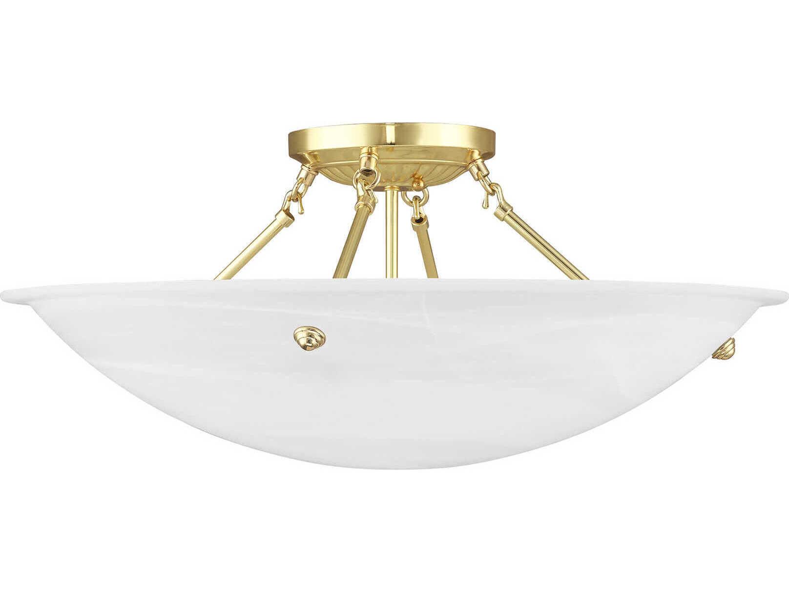 Livex Lighting Oasis 4-Light Polished Brass Glass Bowl Semi Flush Mount