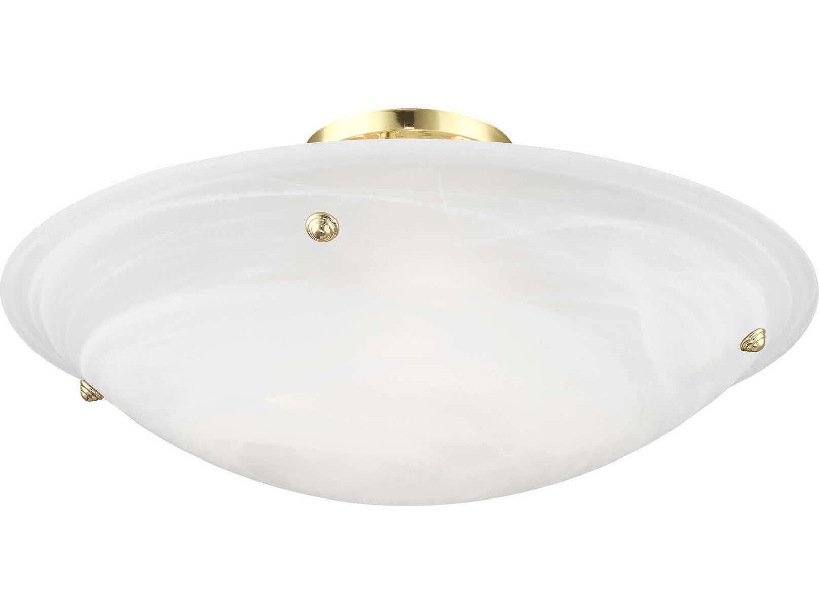 Livex Lighting Oasis 4-Light Polished Brass Glass Bowl Semi Flush Mount